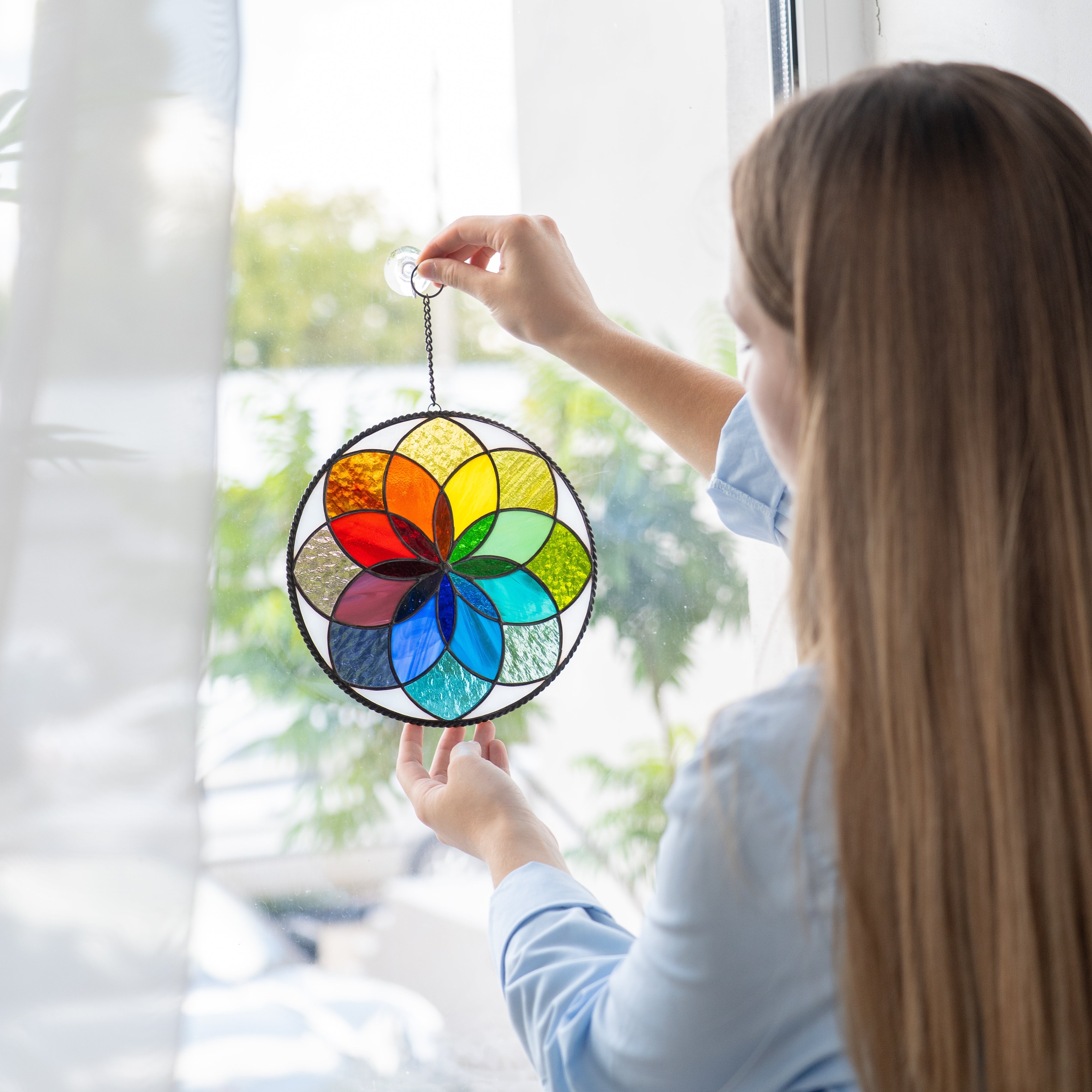 modern stained glass on the wall