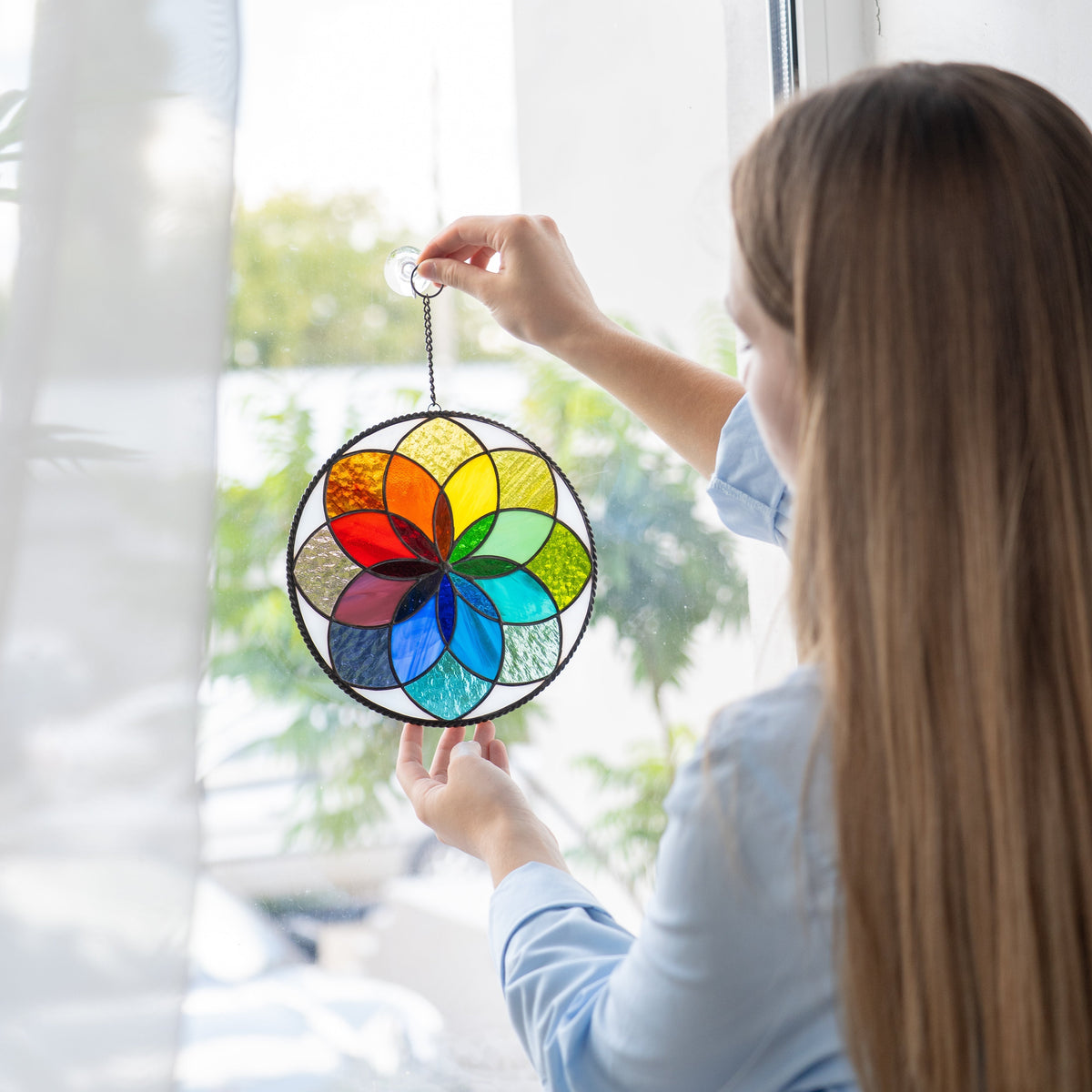 modern stained glass on the wall