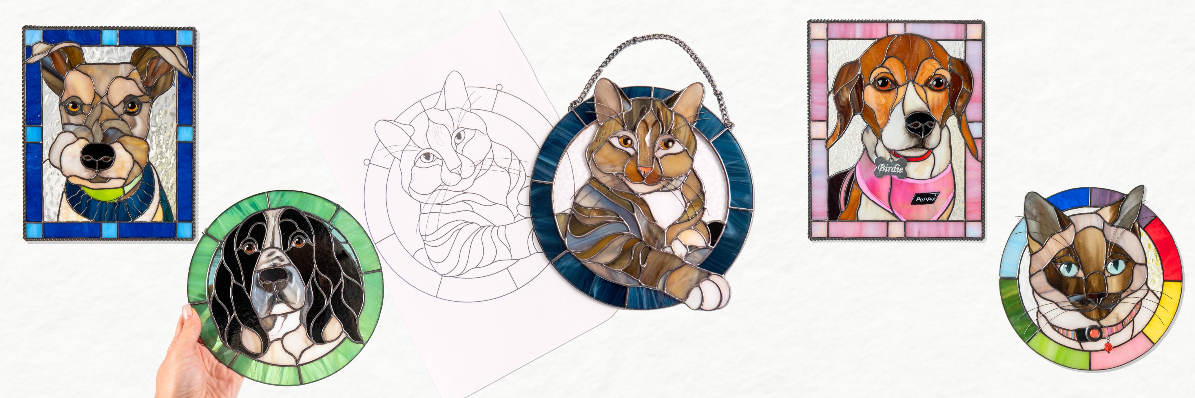 Stained glass pet portraits