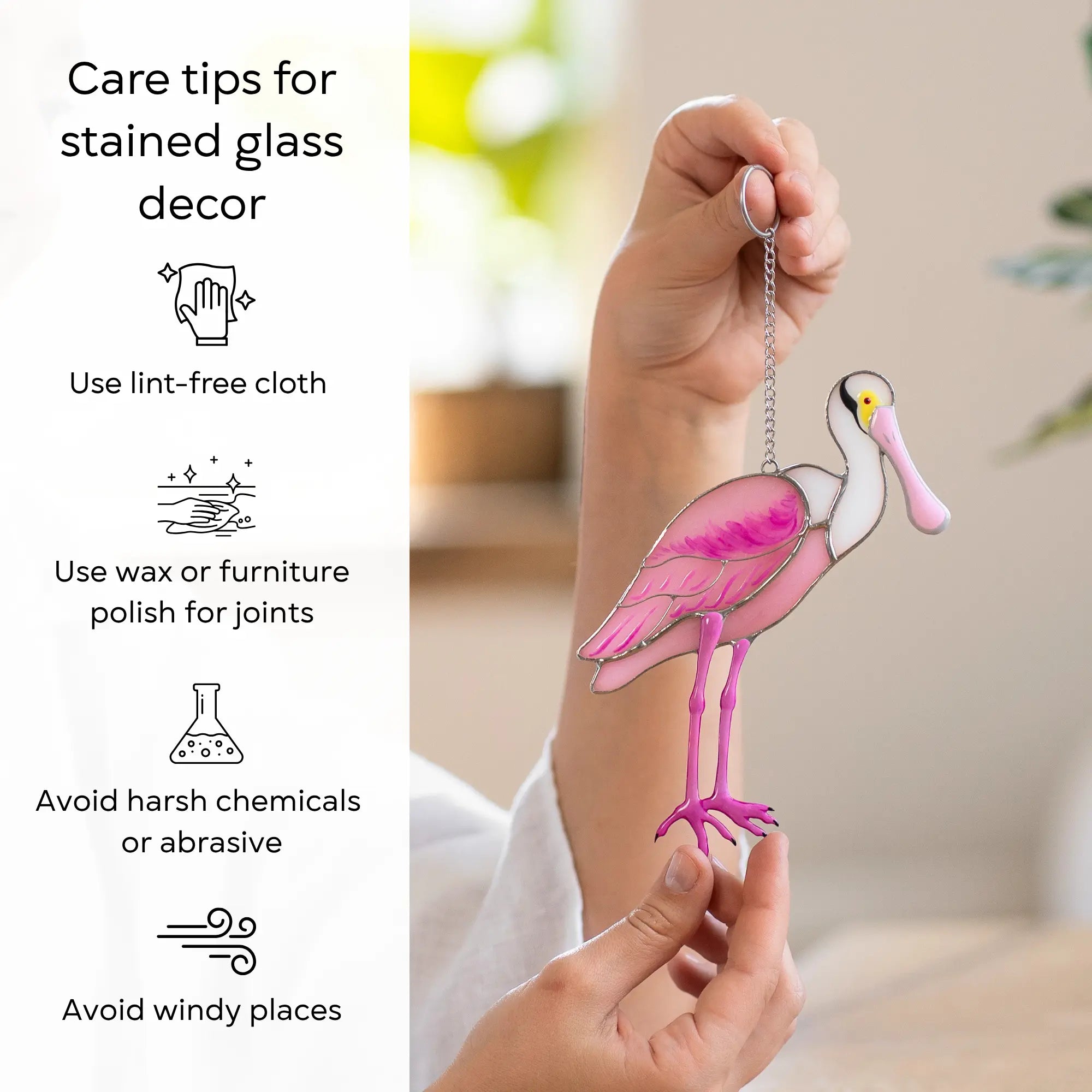 Roseate Spoonbill - Stained Glass Suncatcher