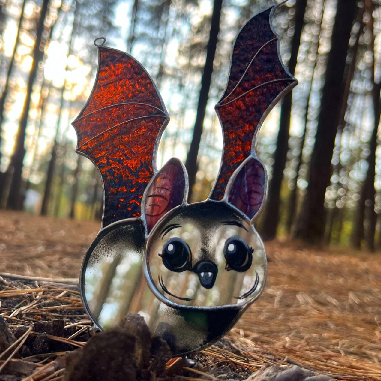 Mirror Bat - Halloween Stained Glass Suncatcher