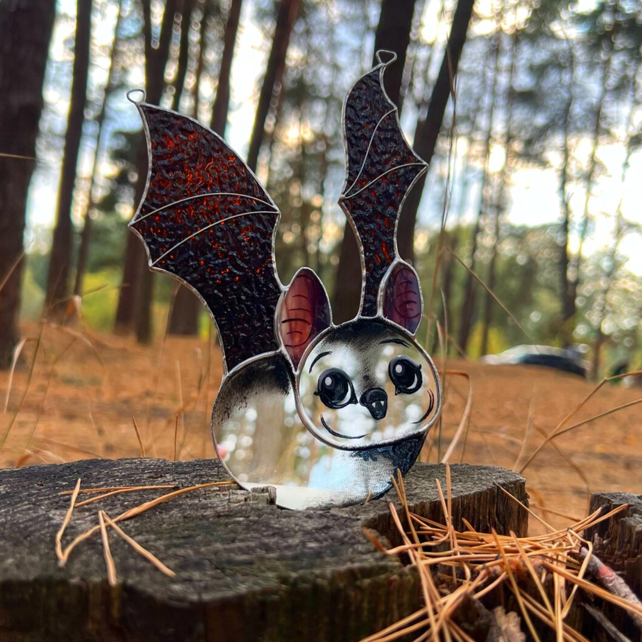 Mirror Bat - Halloween Stained Glass Suncatcher