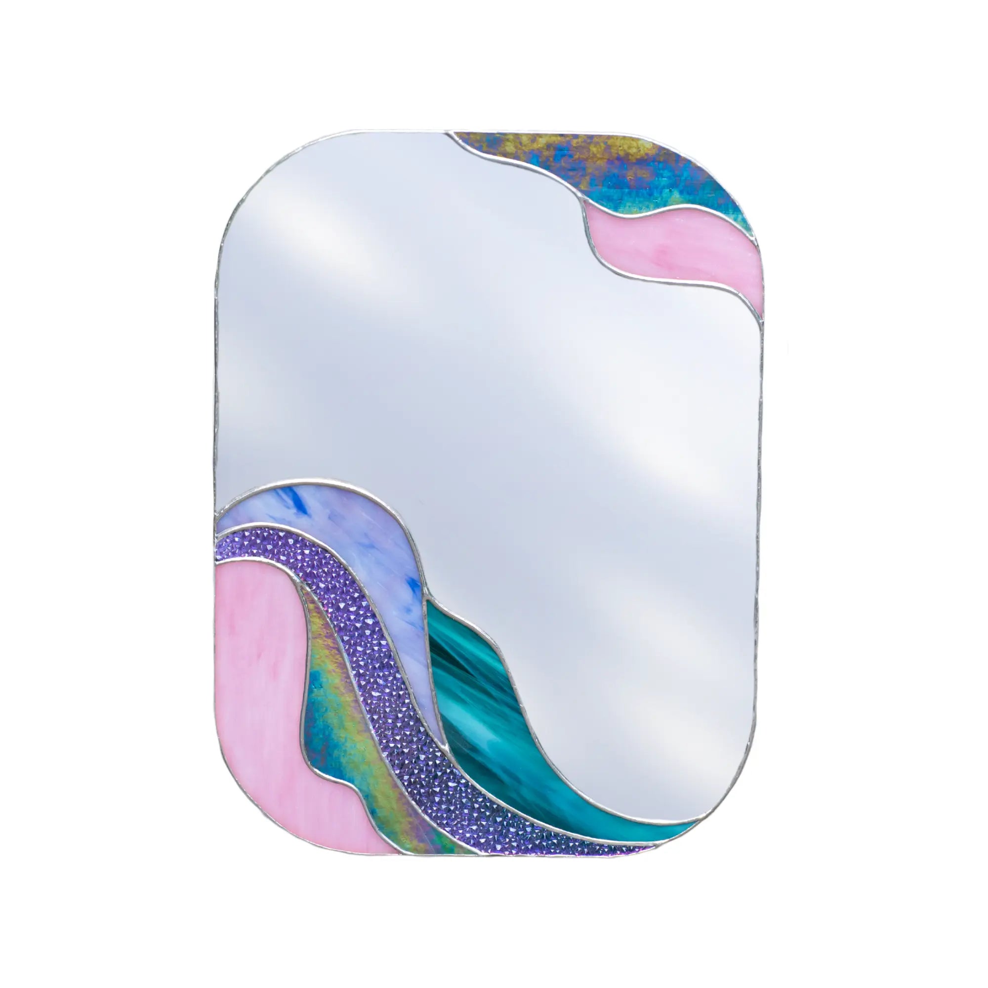 Purple Waves Mirror - Stained Glass Decor