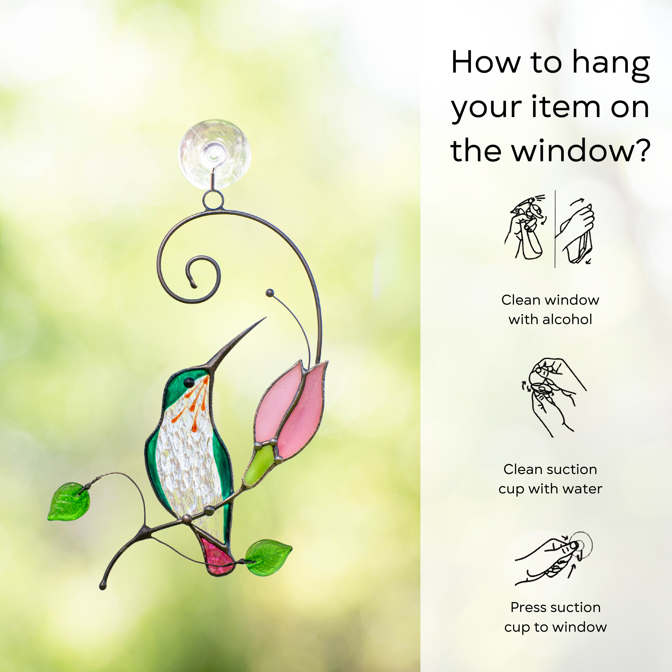 Stained glass bird - Hummingbird window hanging