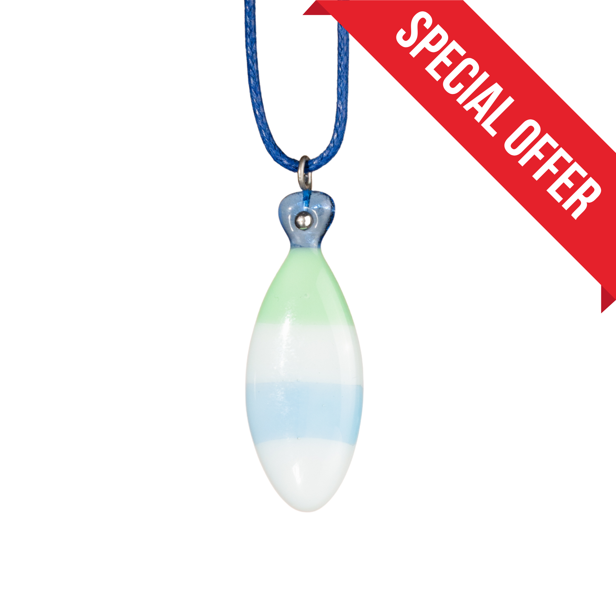 Aquamarine Stripped Fish - Fused Glass Necklace