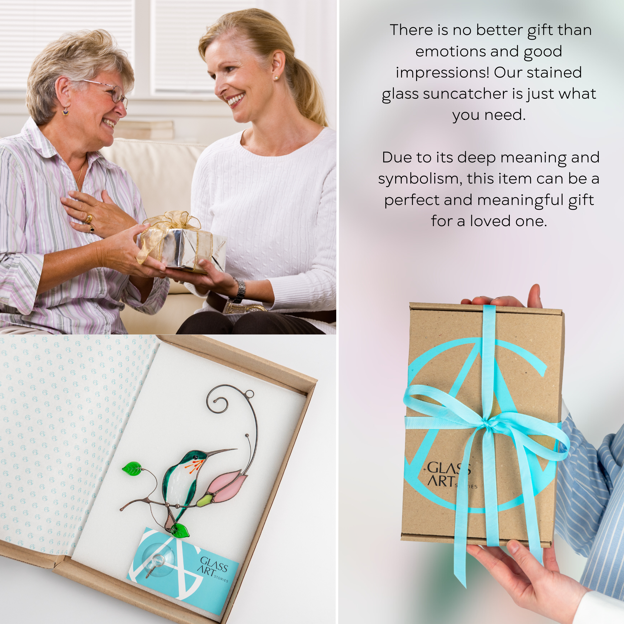 Stained glass bird - Hummingbird window hanging