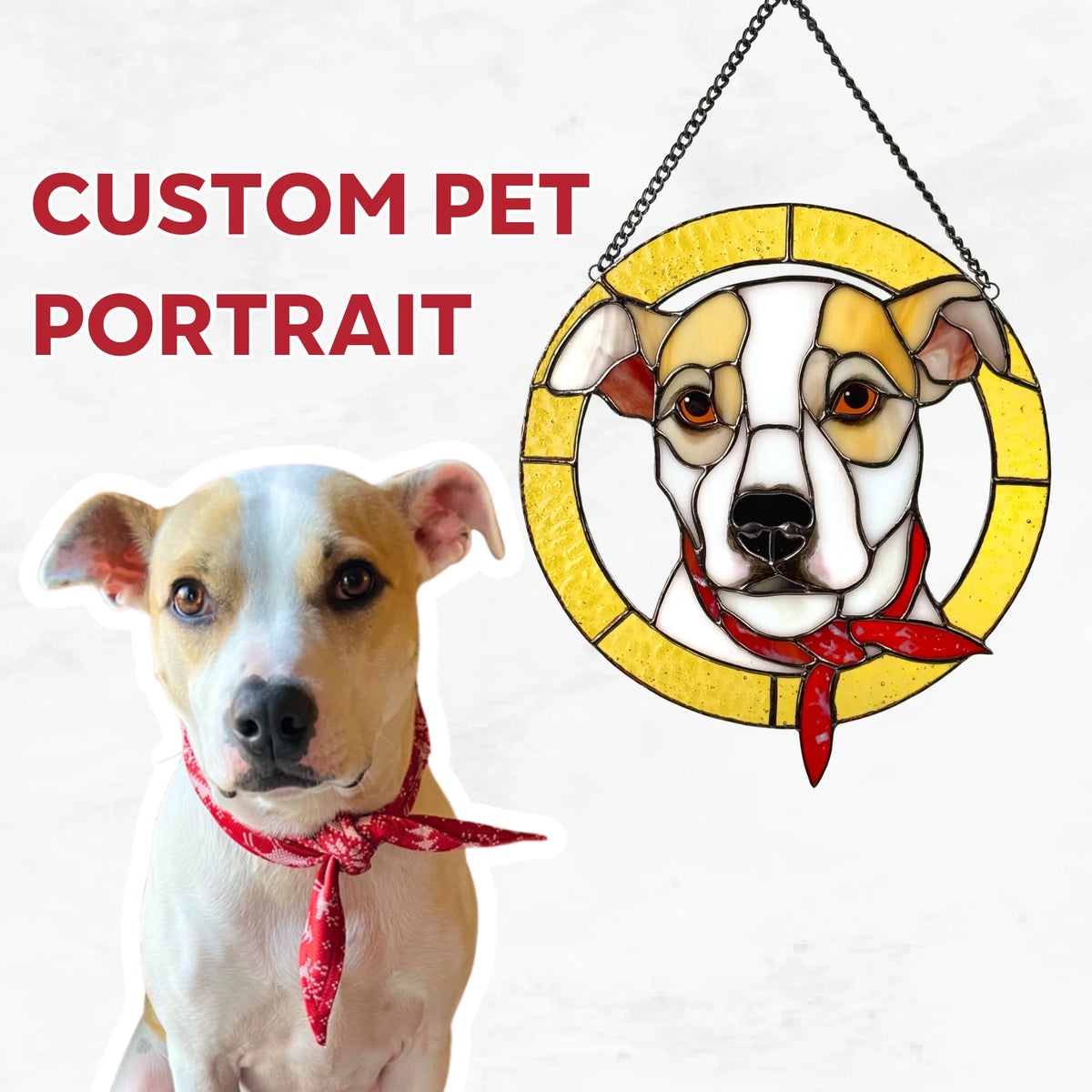 Retrato personalizado de mascota en vitral (perrito)