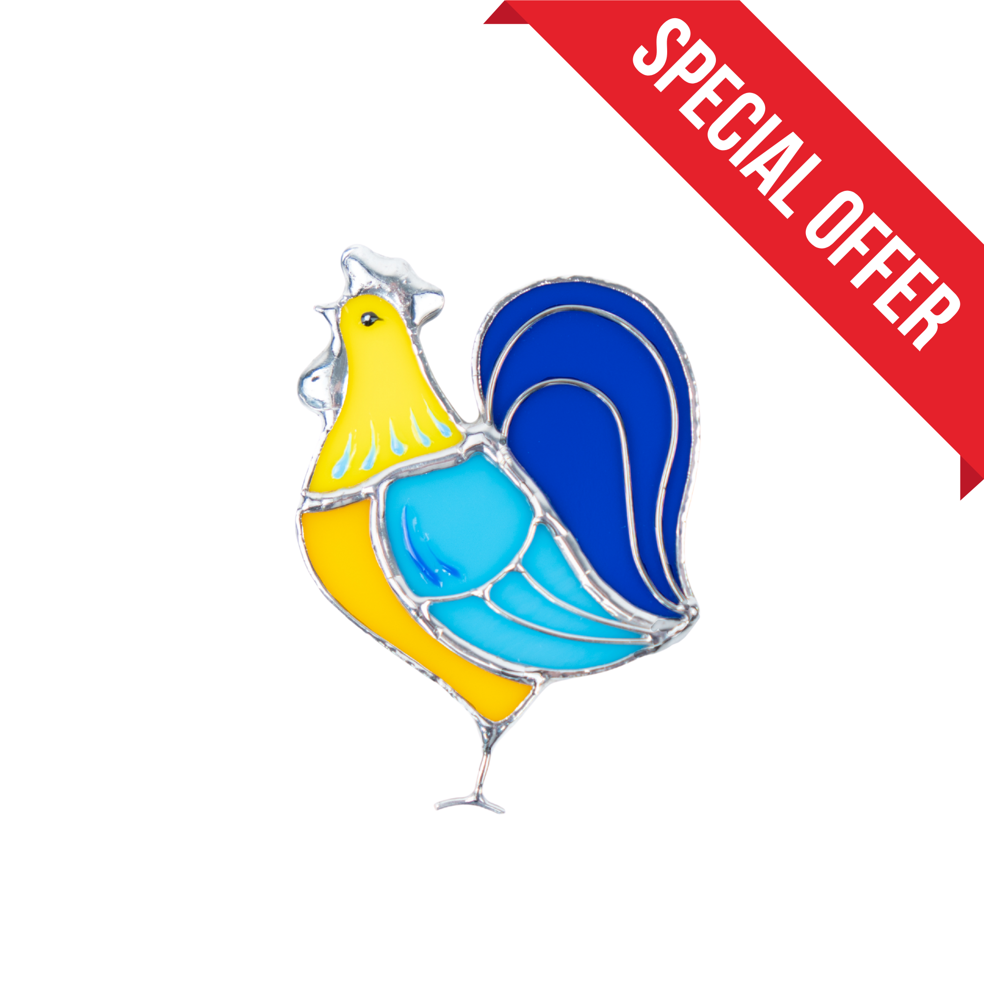 Rooster UA - Stained Glass Brooch