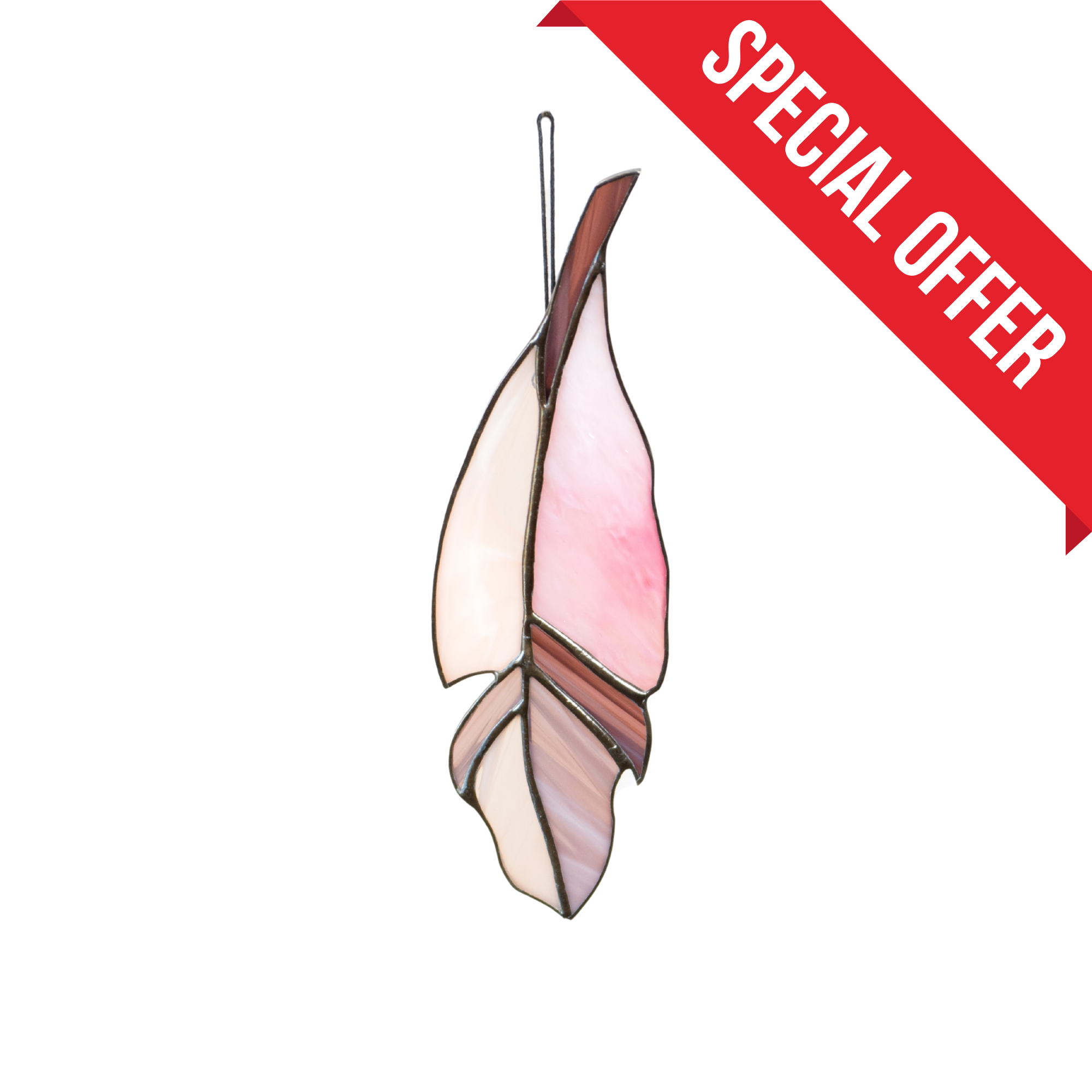 Pink Feather - Stained Glass Suncatcher