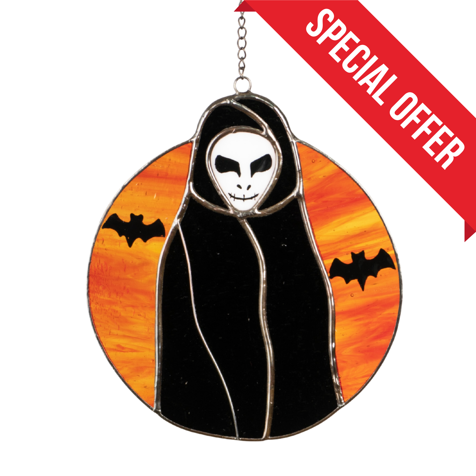 Black Grim Reaper - Stained Glass Suncatcher