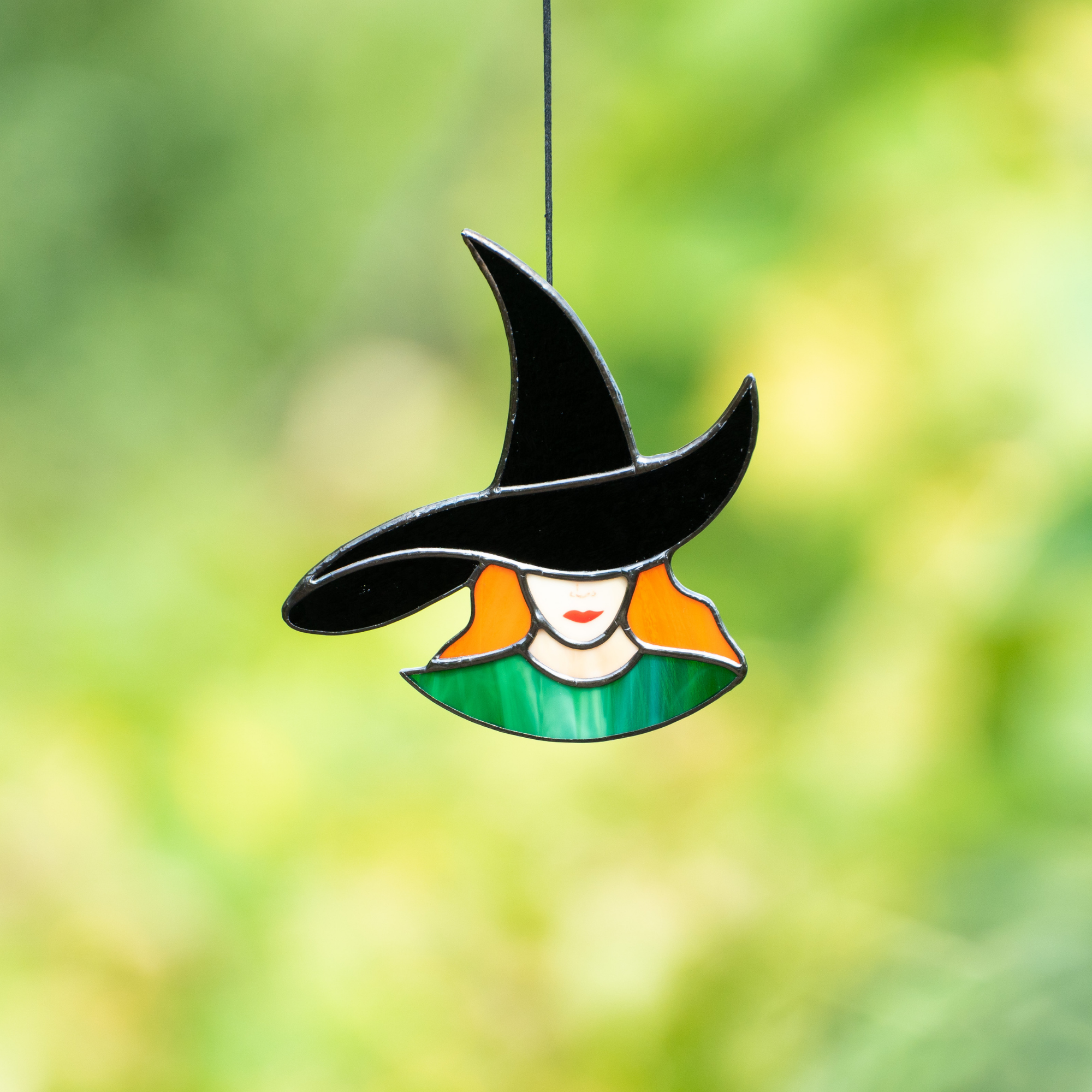 Witch in a Hat - Stained Glass Suncatcher