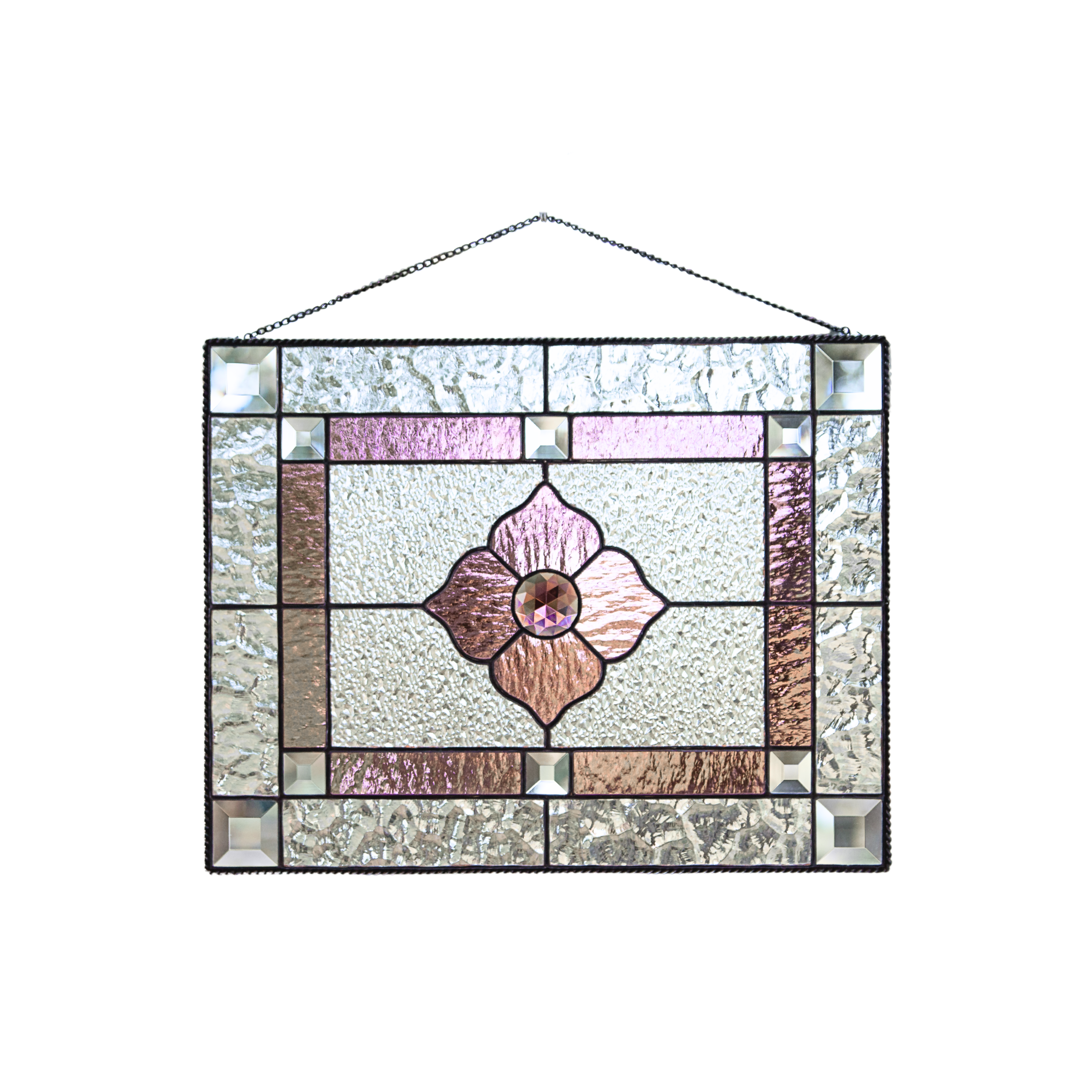 Classic stained glass Pink Beveled Panel