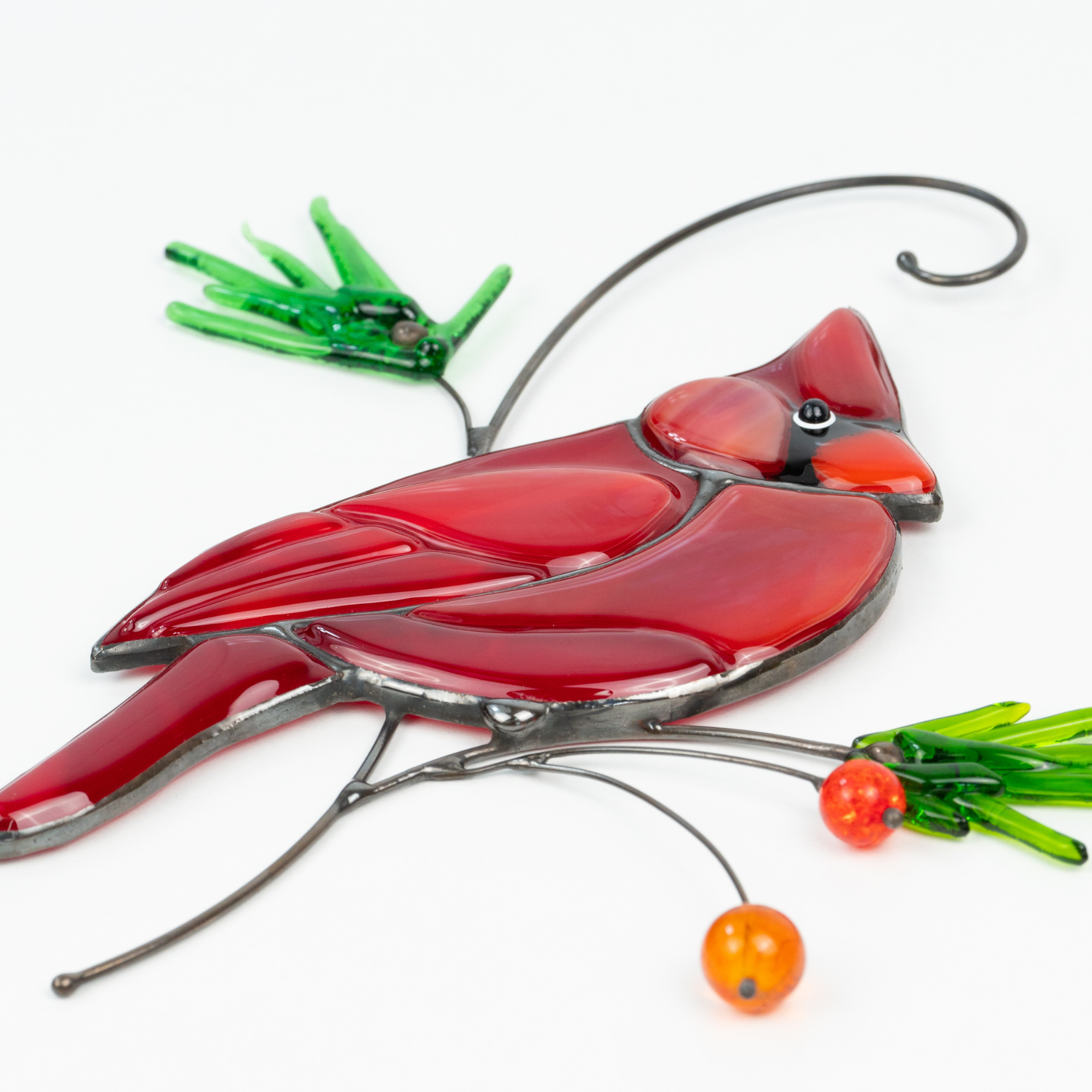 Bright Red Cardinal - Fused Glass Cardinal