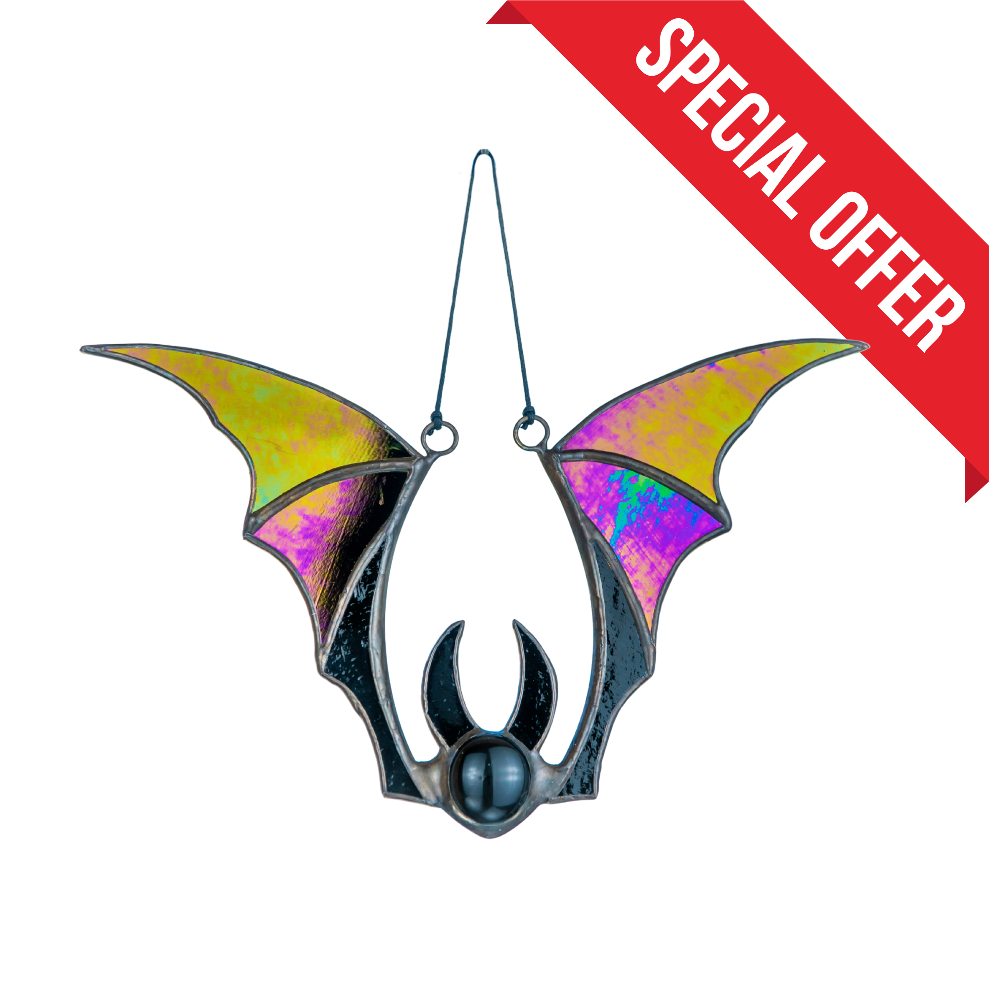Iridescent-winged Bat - Stained Glass Suncatcher
