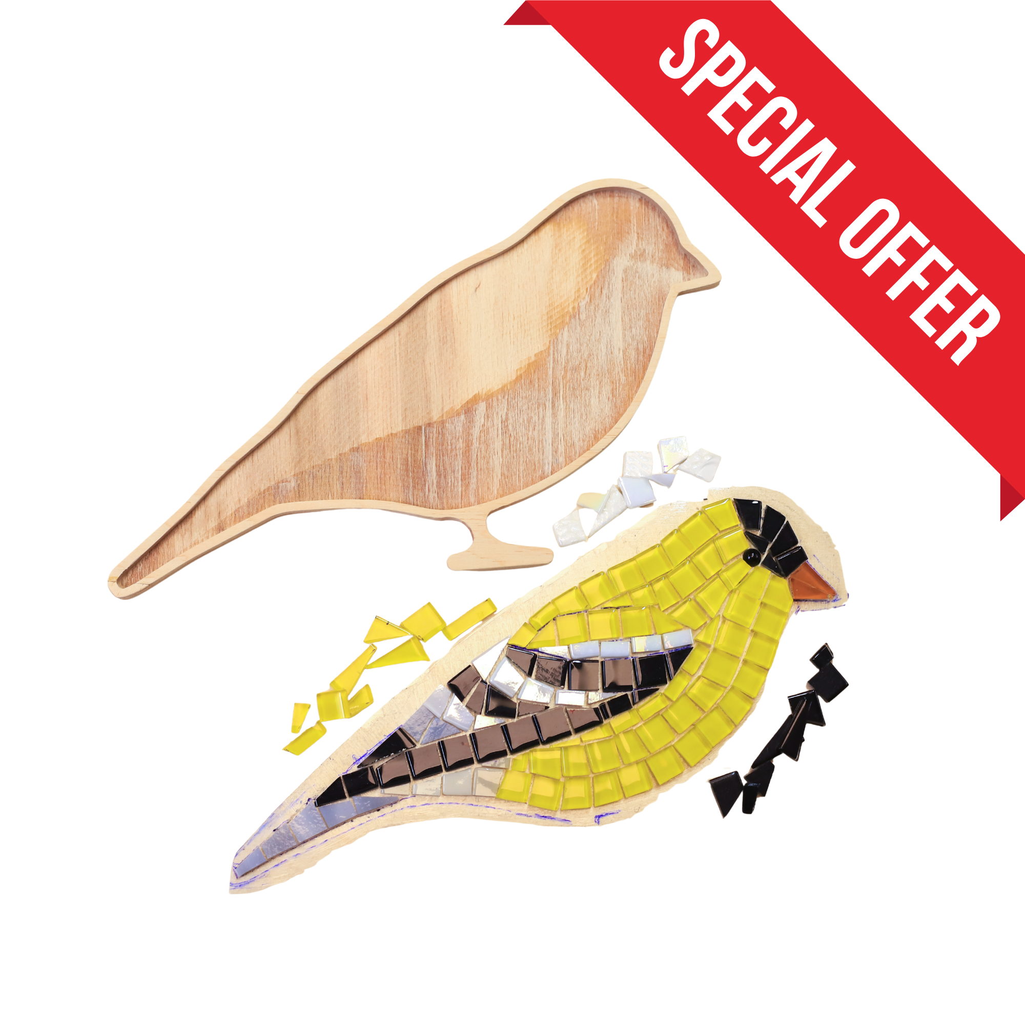 Goldfinch Silhouette Glass Mosaic DIY Kit