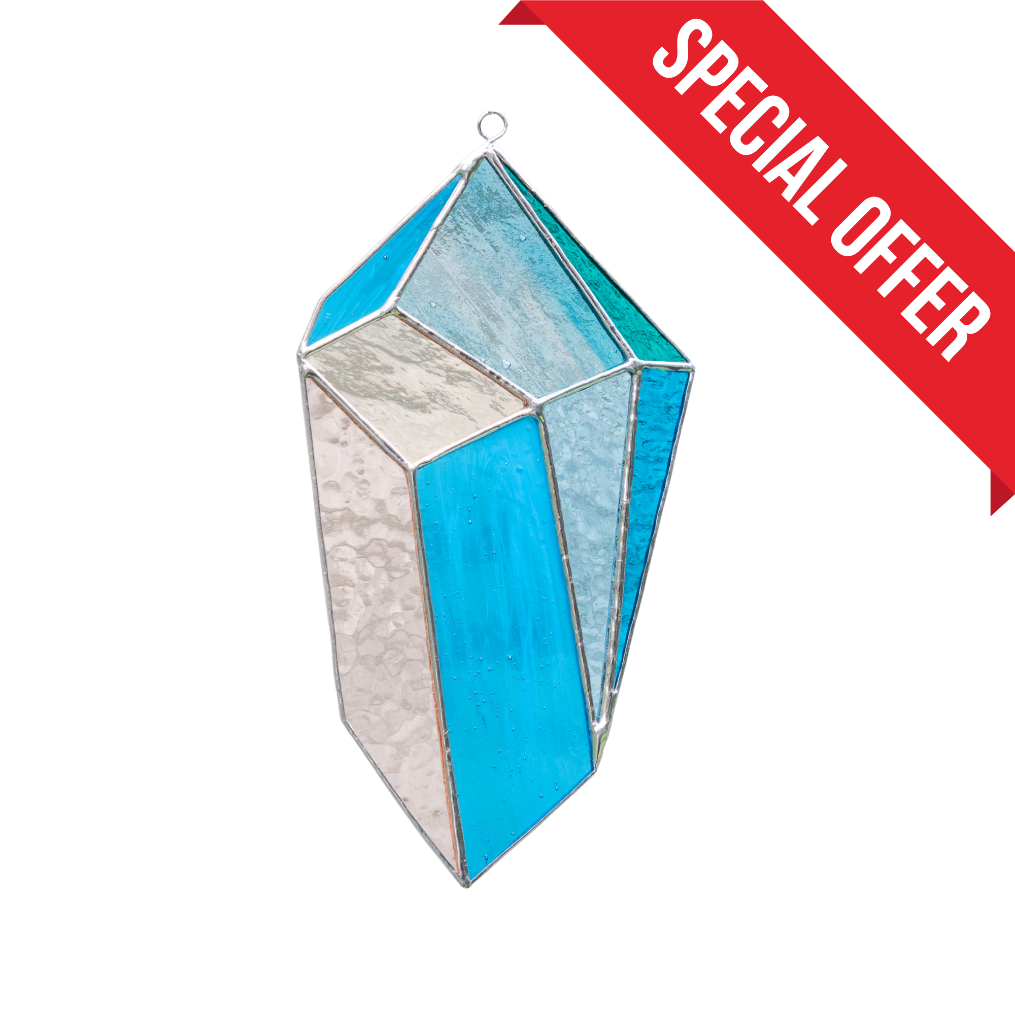 Blue Crystal - Stained Glass Window Hanging