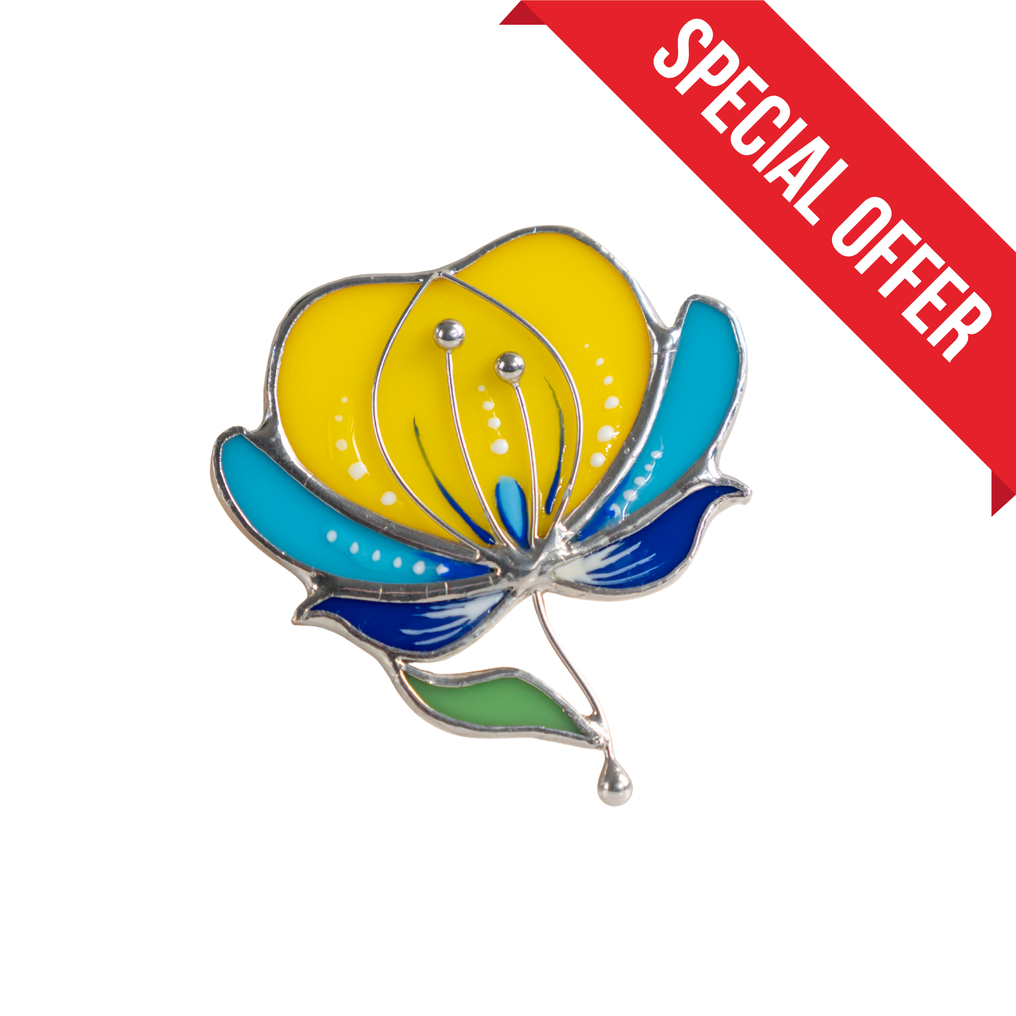 Ukrainian Flower - Stained Glass Brooch