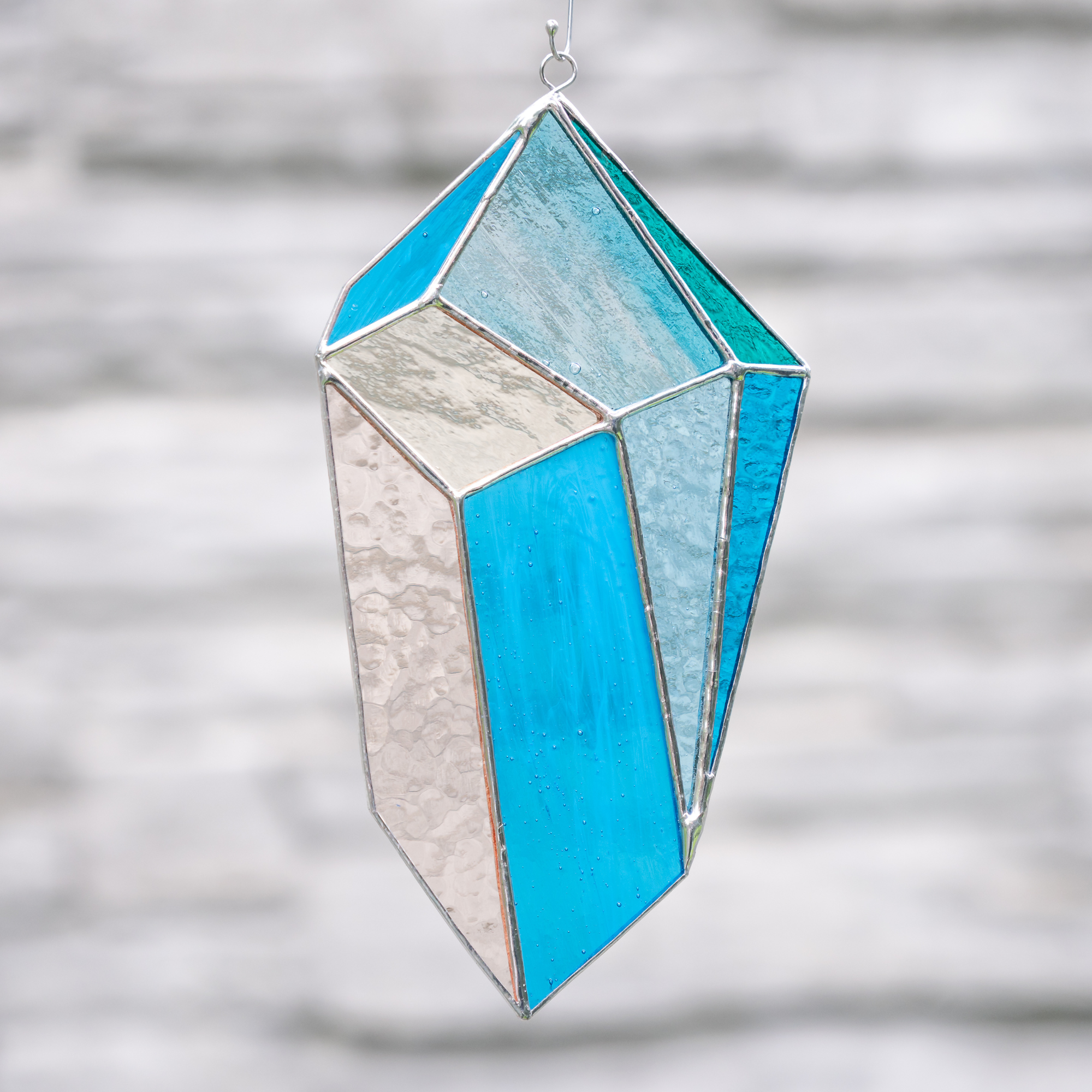 Blue Crystal - Stained Glass Window Hanging
