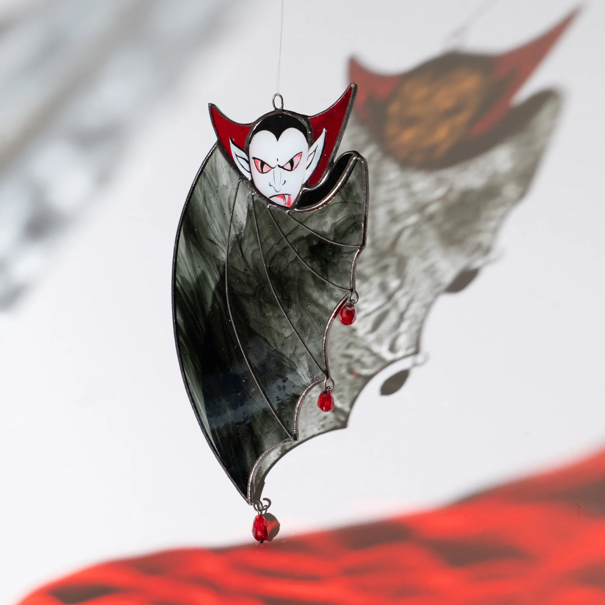 Dracula in a Cape - Stained Glass Suncatcher