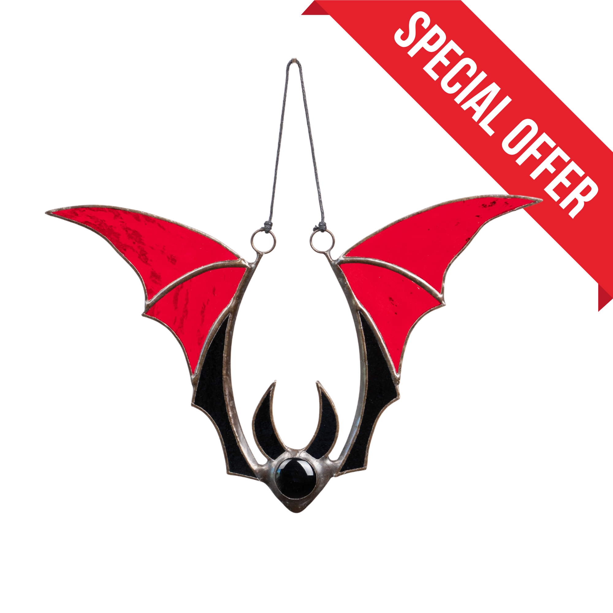 Red Bat Vampire - Stained Glass Suncatcher