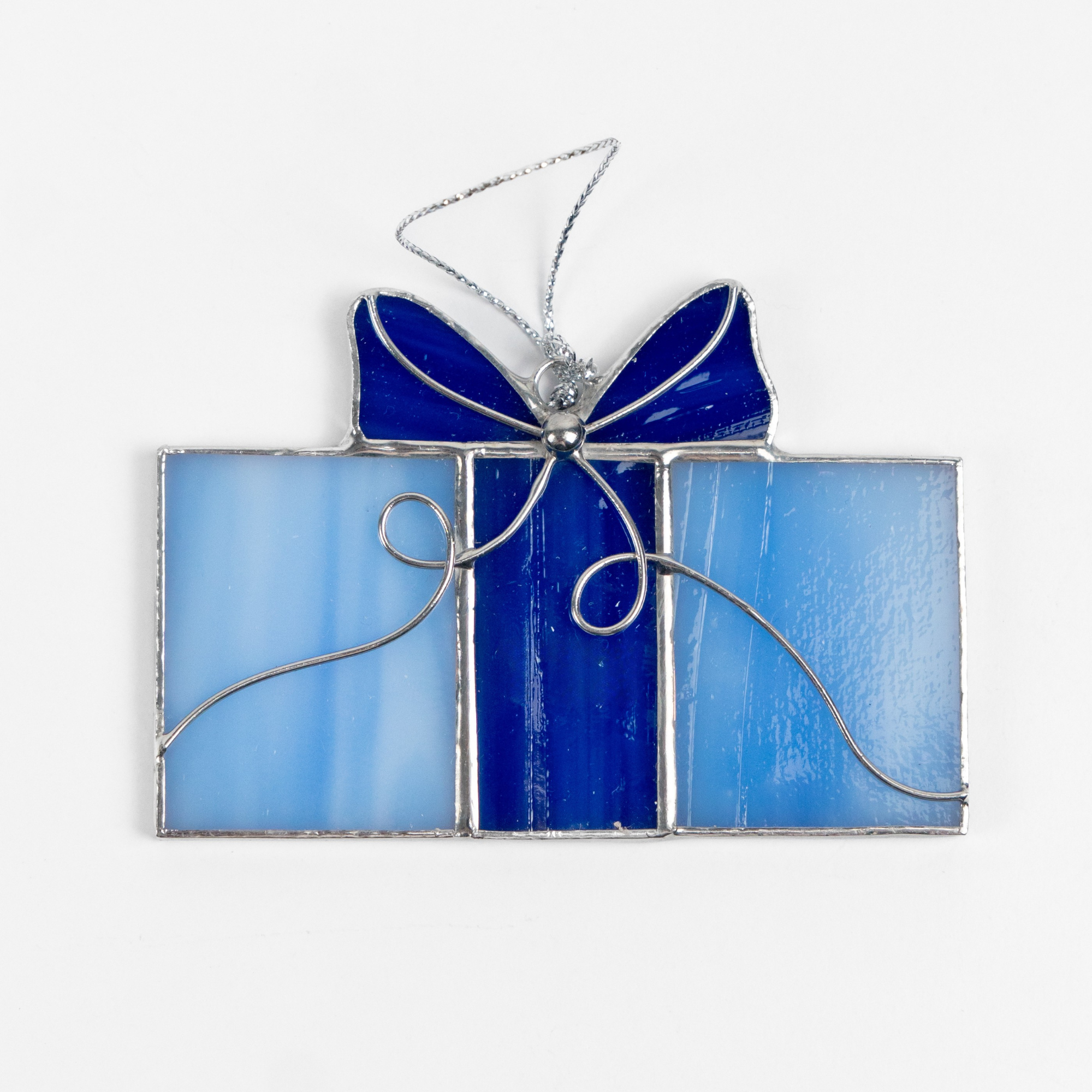 Blue Gift Box - Stained Glass Suncatcher