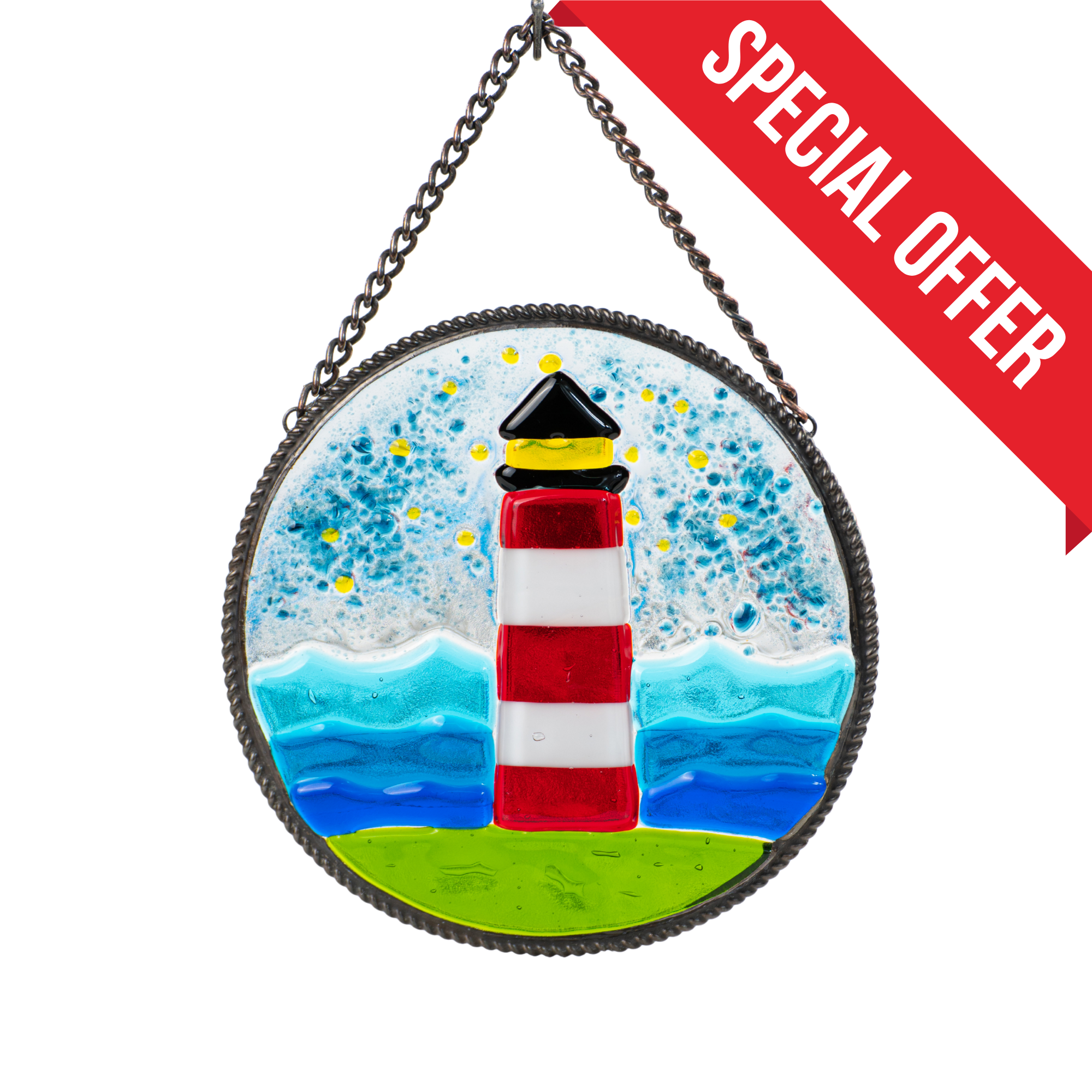 Lighthouse - Fused Glass Panel