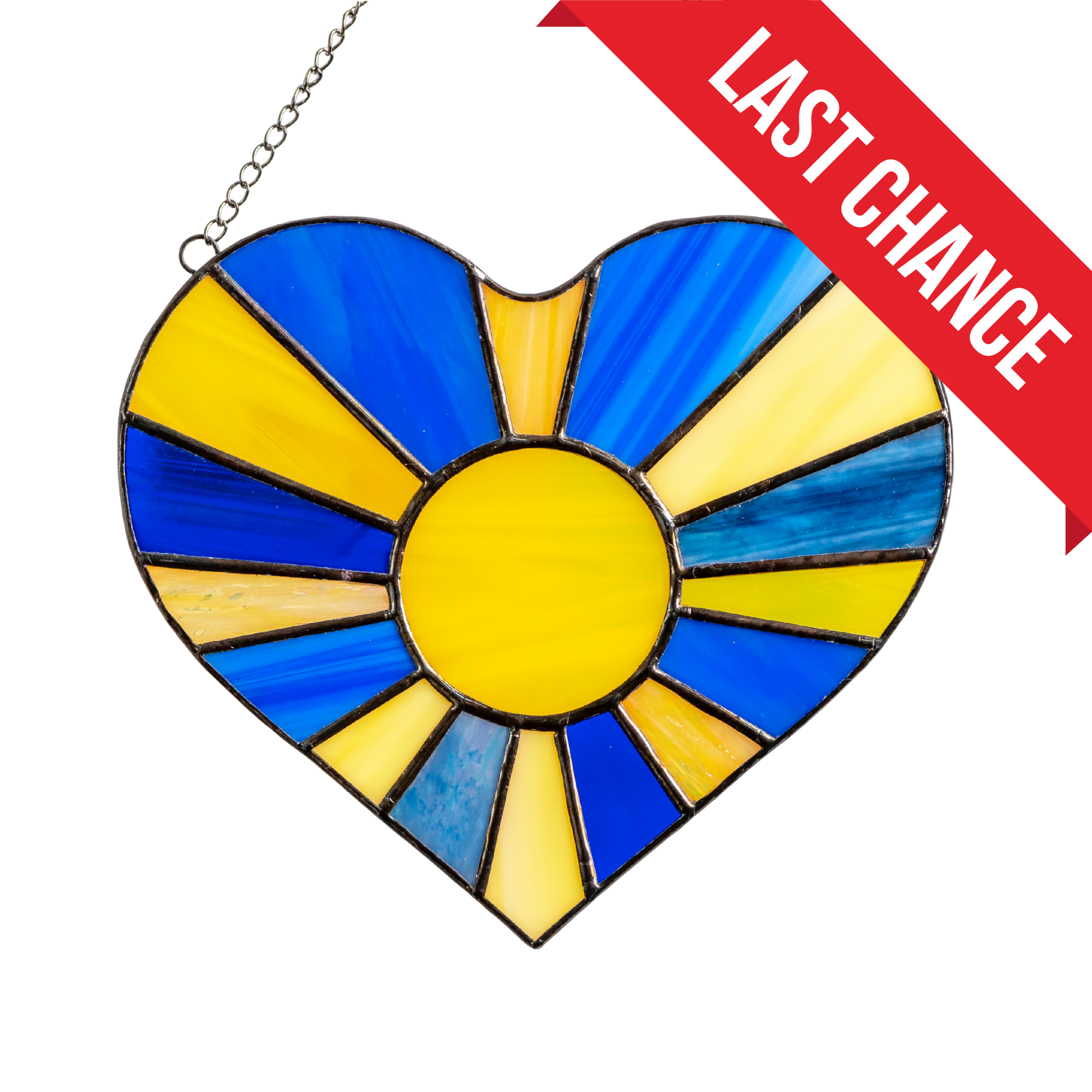Ukrainian Sun-rays Heart - Stained Glass Suncatcher