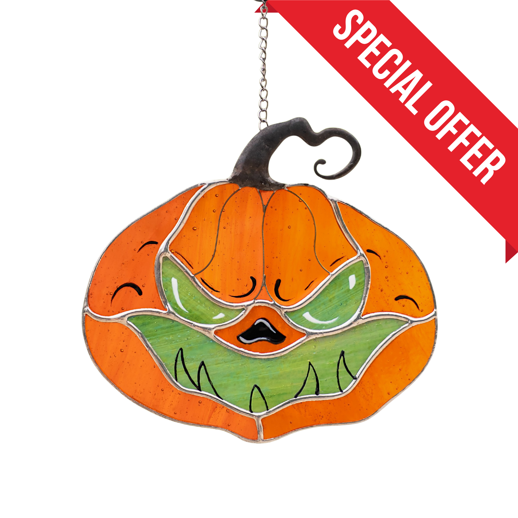 Scary Pumpkin - Stained Glass Suncatcher