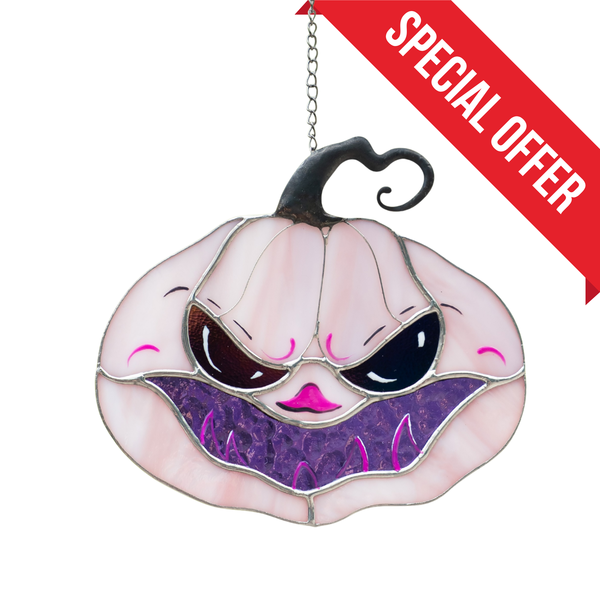 Pink Pumpkin - Stained Glass Suncatcher