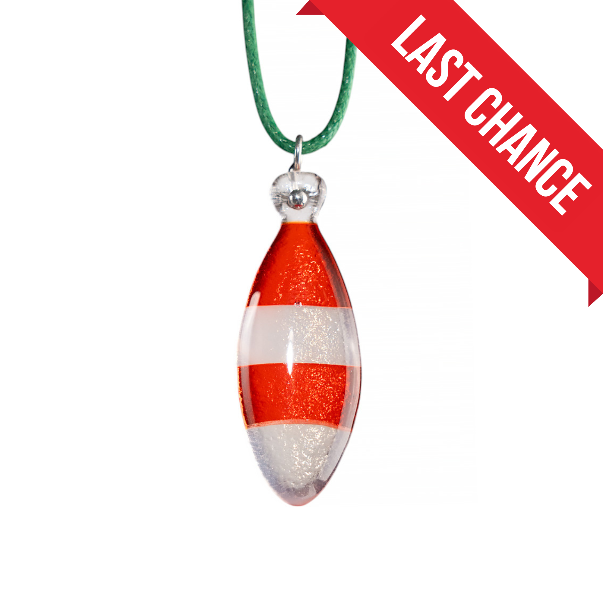 Coral Stripped Fish - Fused Stained Glass Necklace
