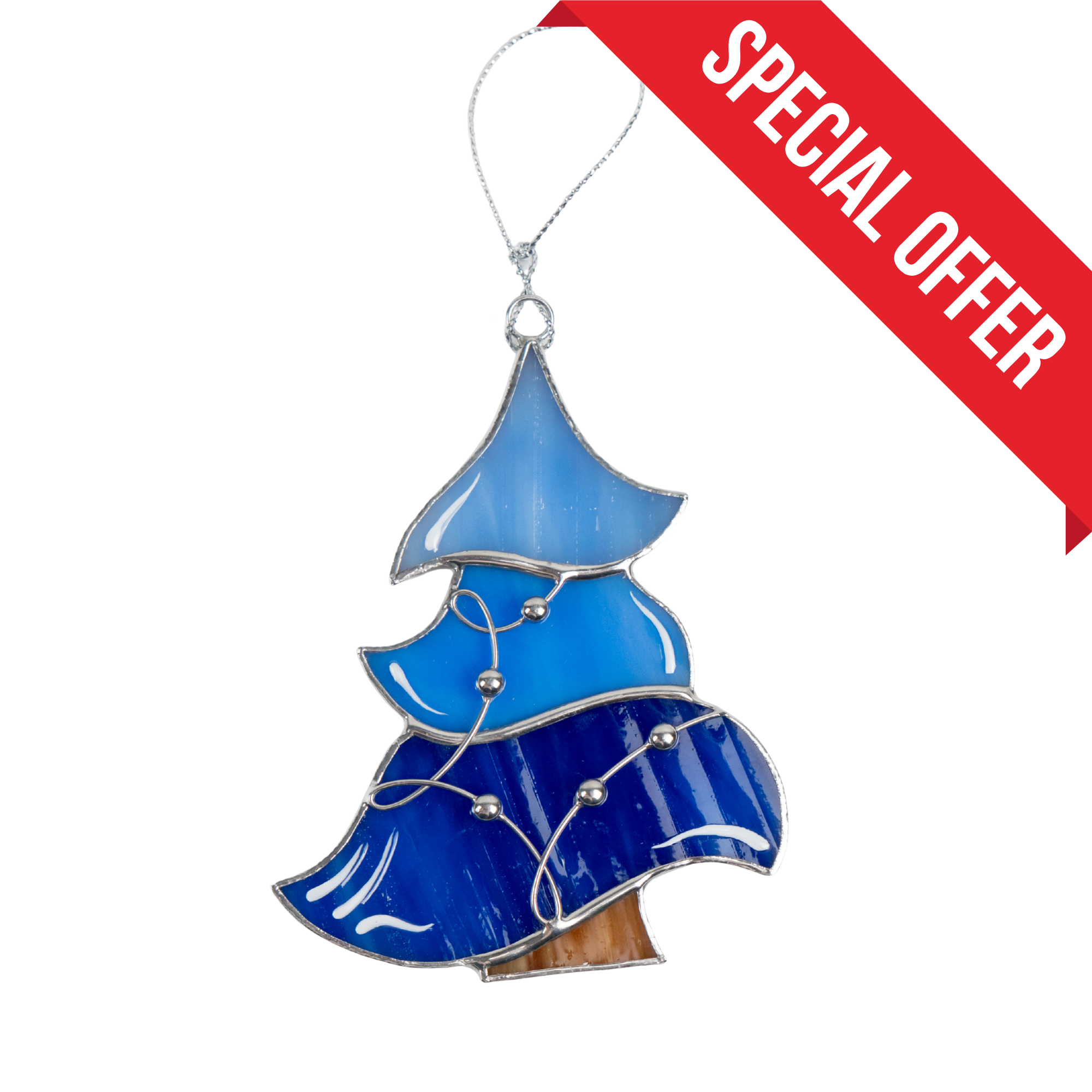 Blue Christmas Tree - Stained Glass Suncatcher