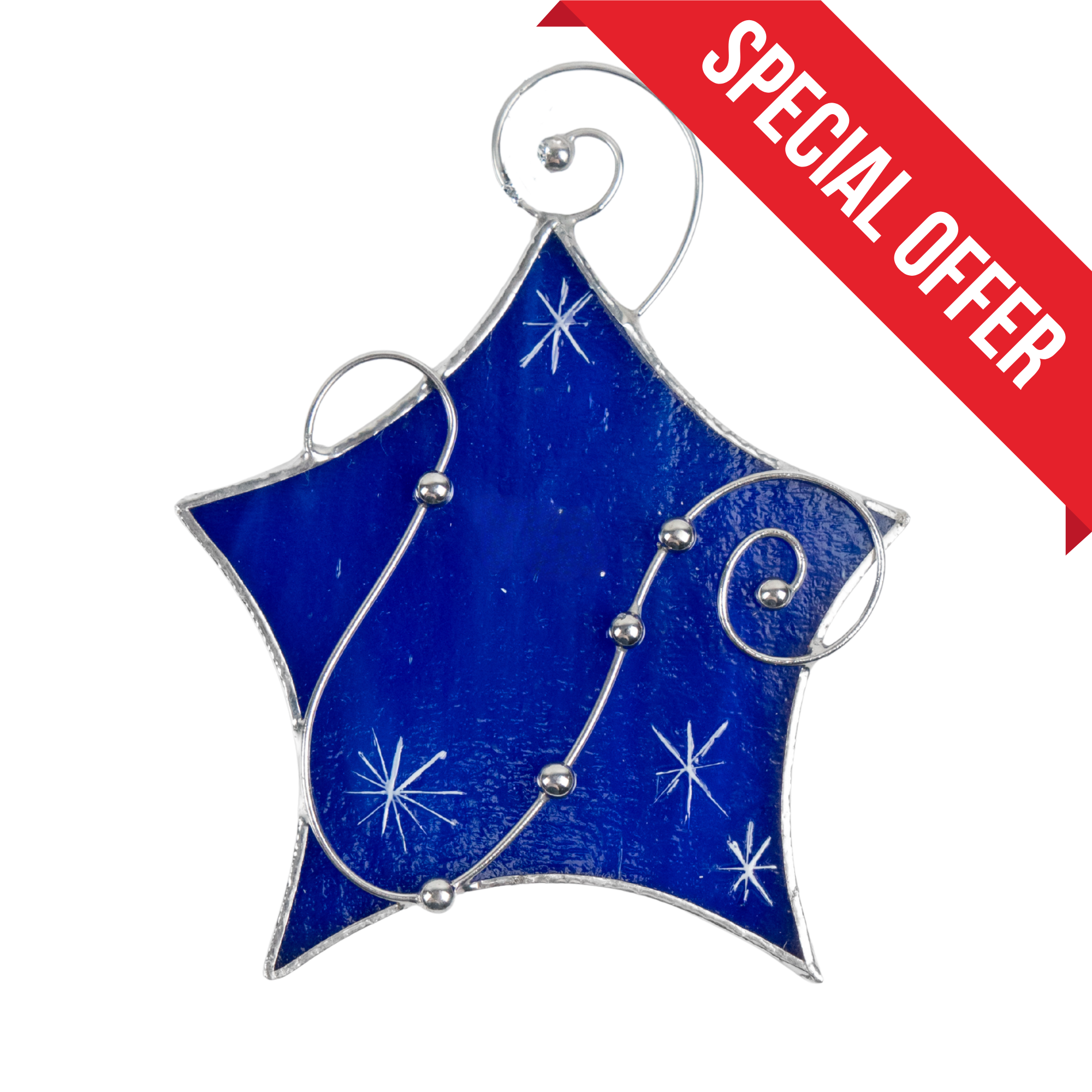 Blue Star - Stained Glass Christmas Tree Ornament