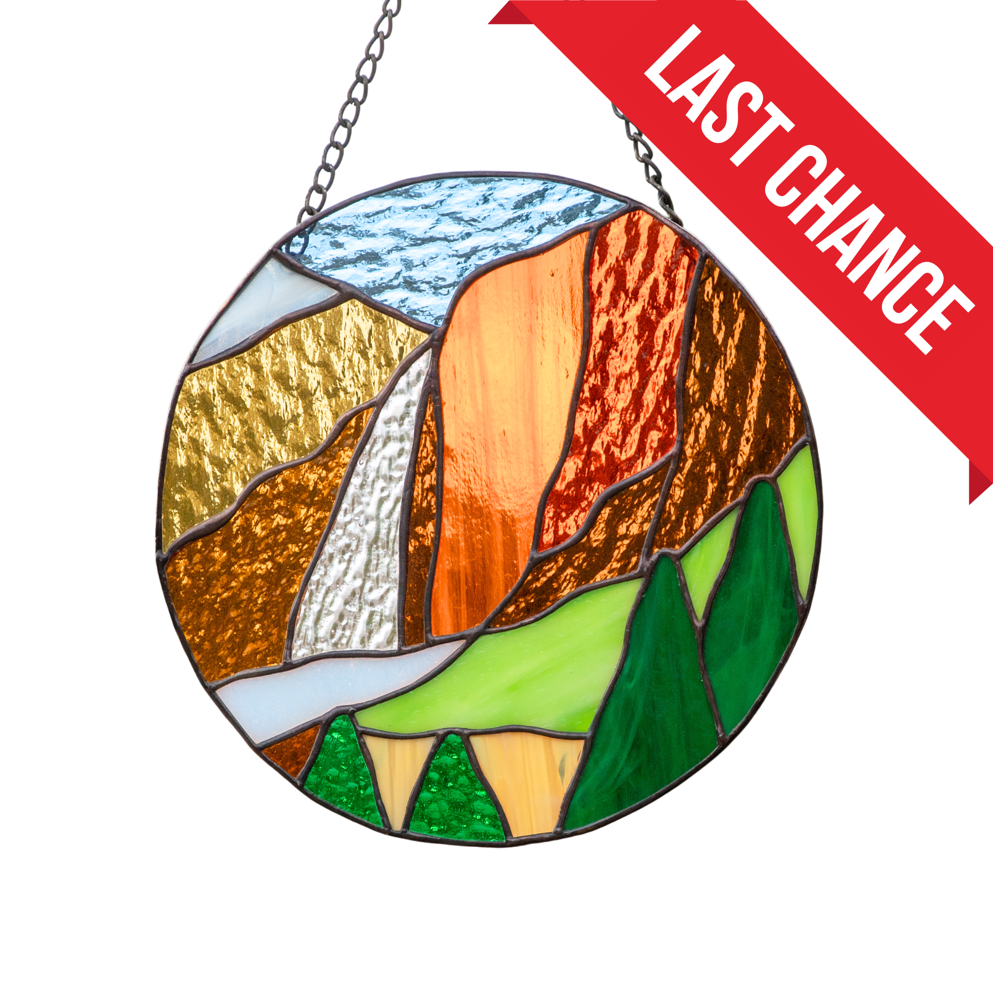 Stained glass Yosemite National Park Round Panel