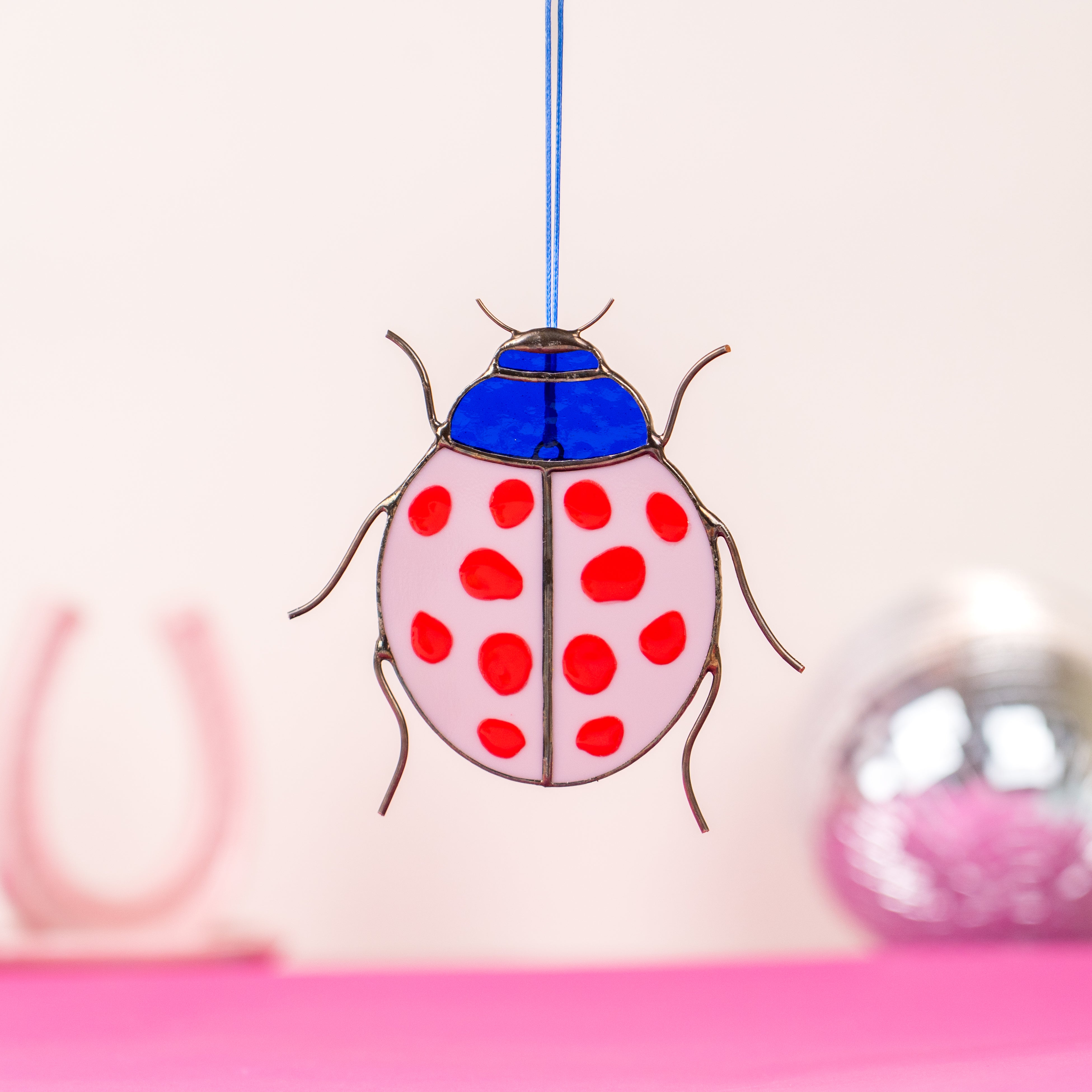Pink Ladybug - Stained Glass Suncatcher