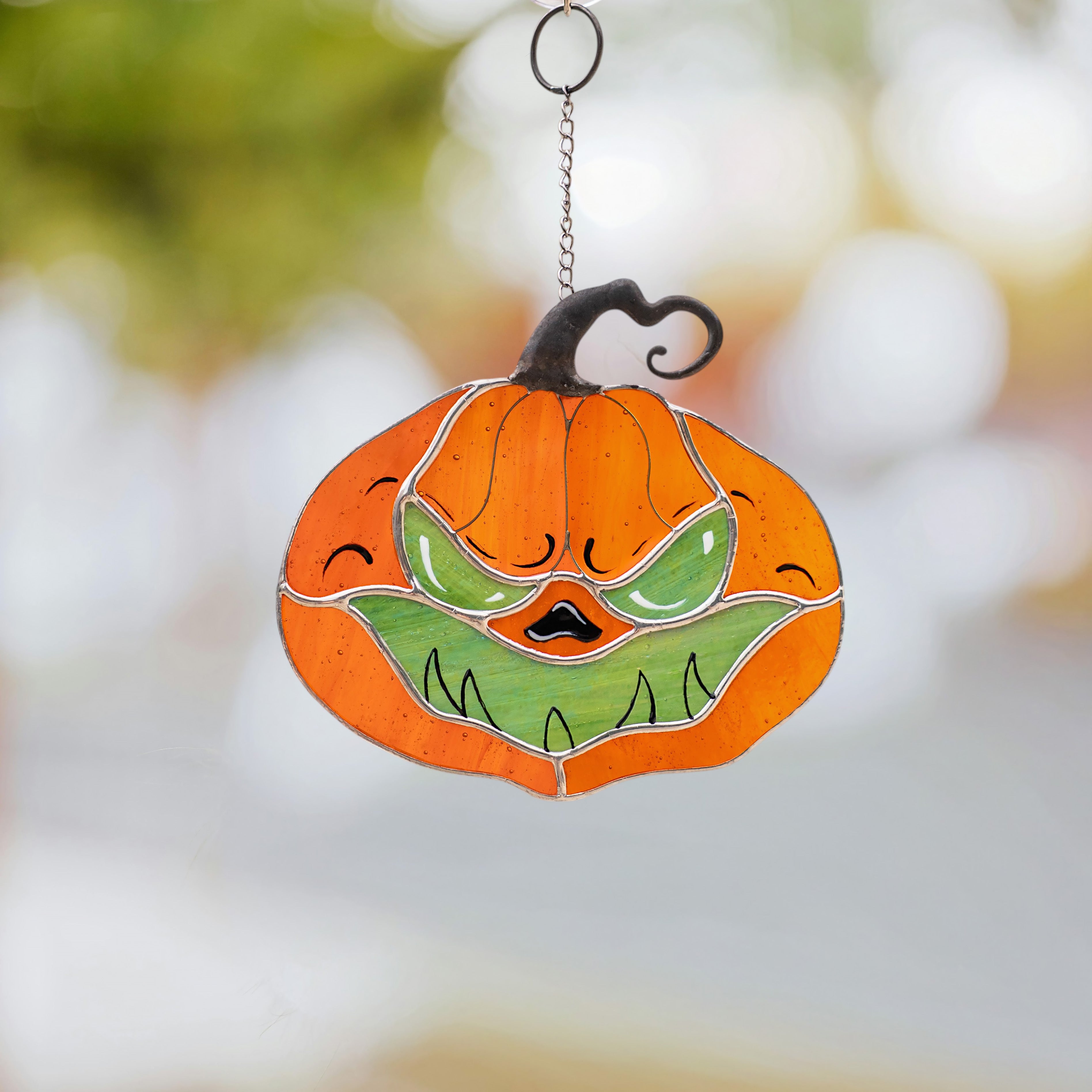Scary Pumpkin - Stained Glass Suncatcher