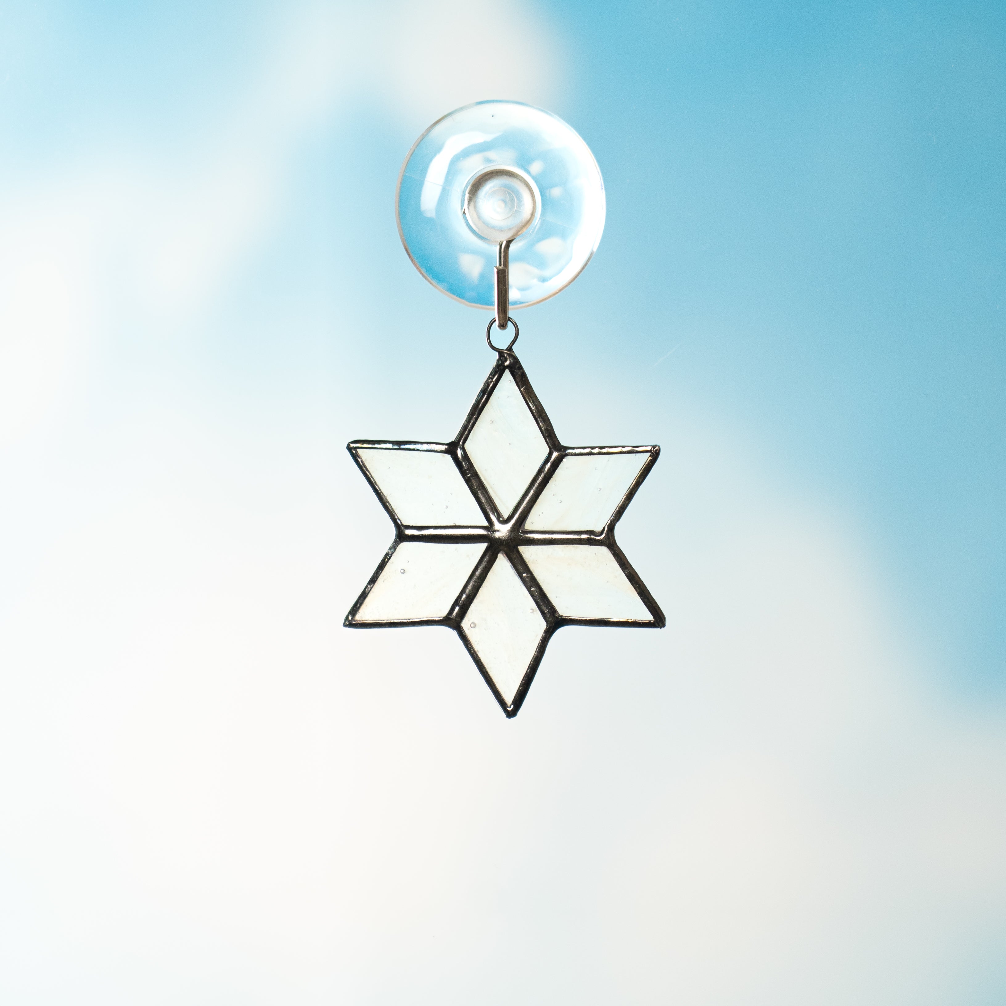 Small Clear Beige Snowflake - Christmas Stained Glass Suncatcher