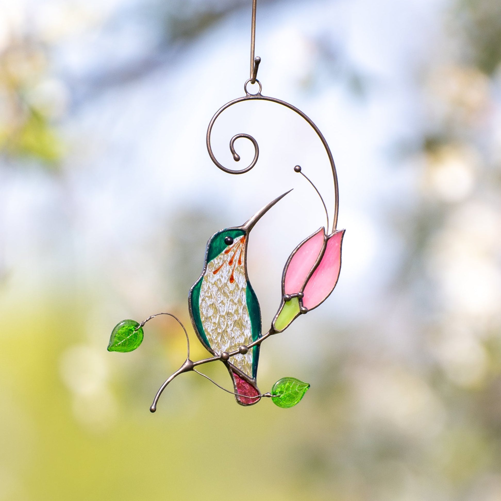 Stained glass bird - Hummingbird window hanging