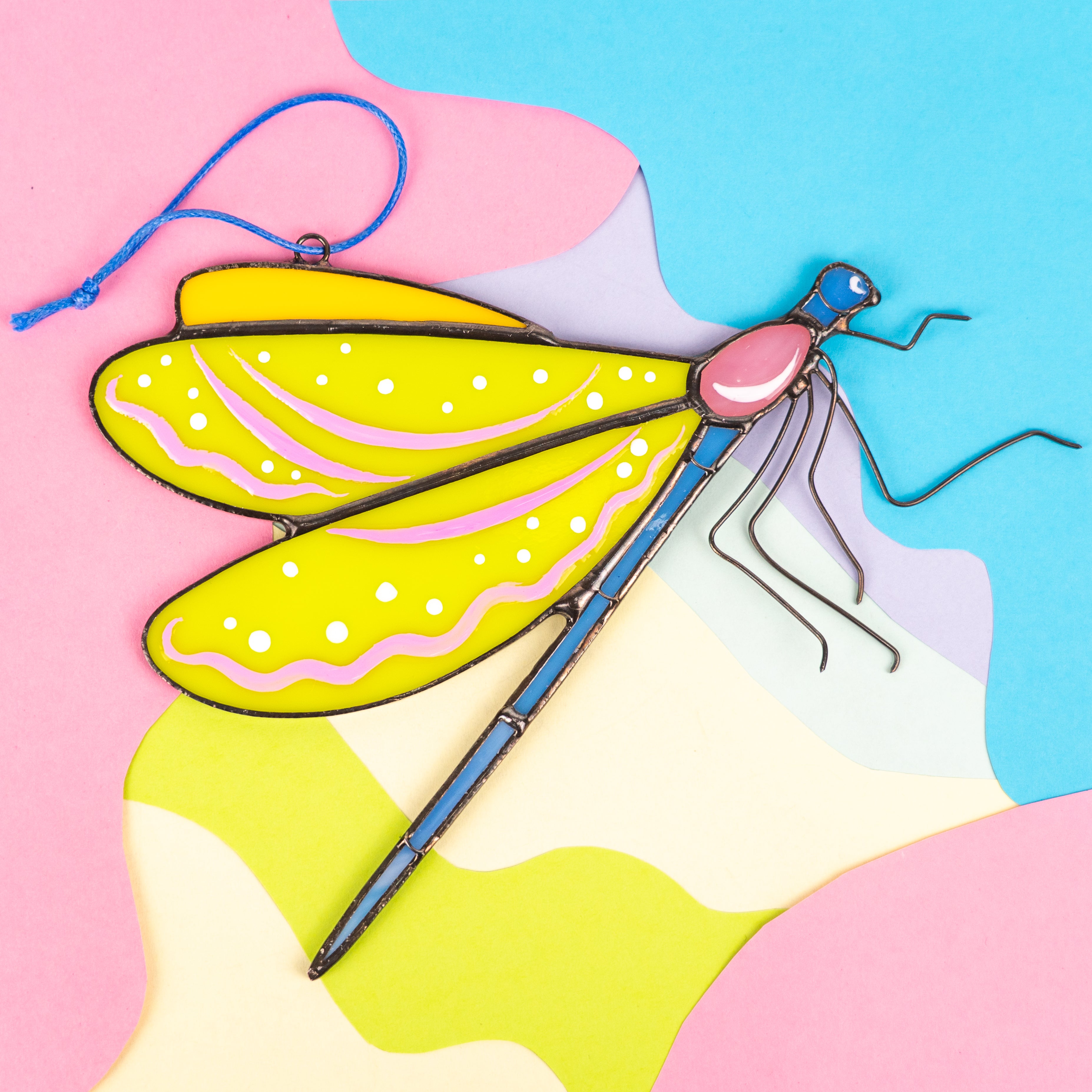 Lime Green Dragonfly - Stained Glass Suncatcher