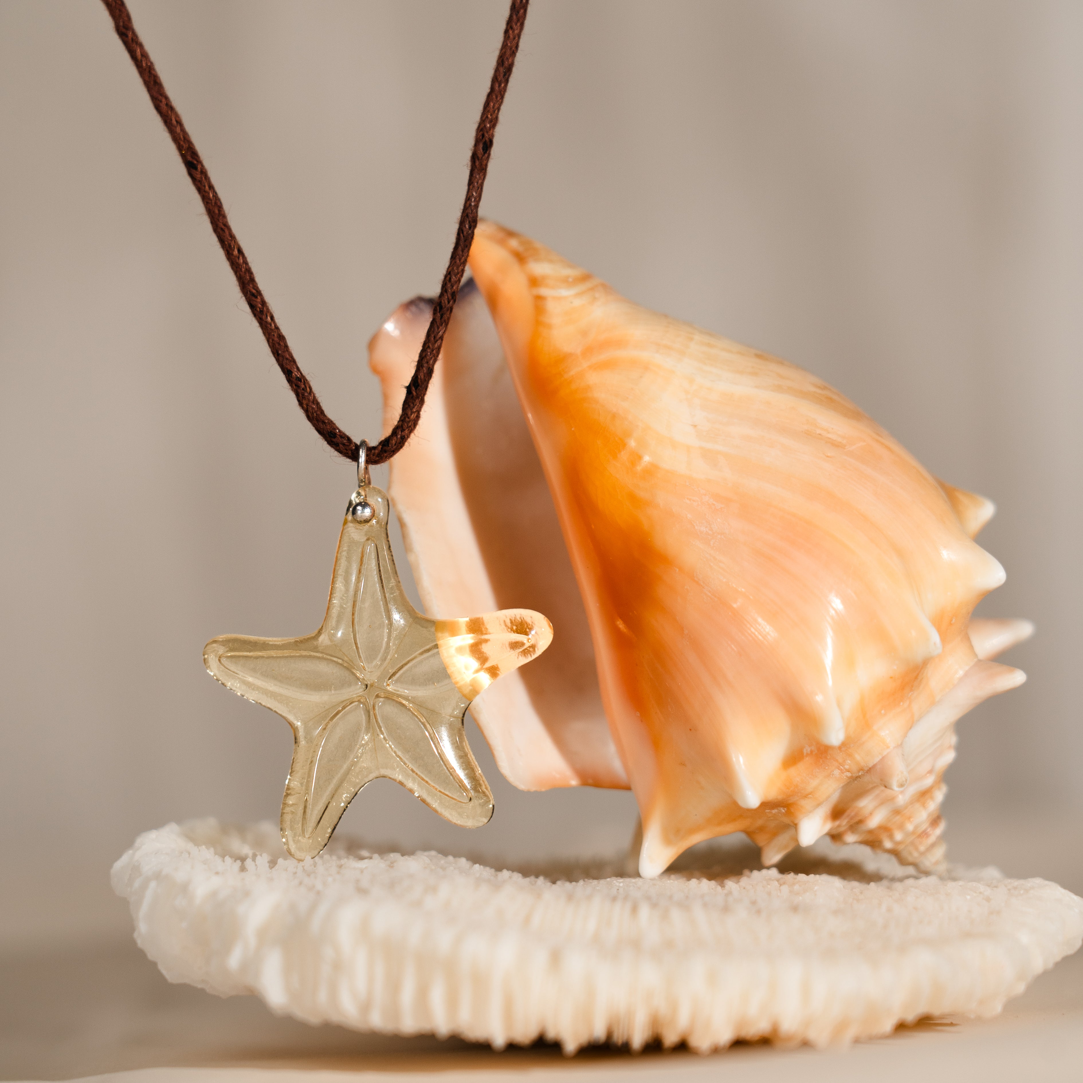 Honey Starfish - Stained Glass Necklace