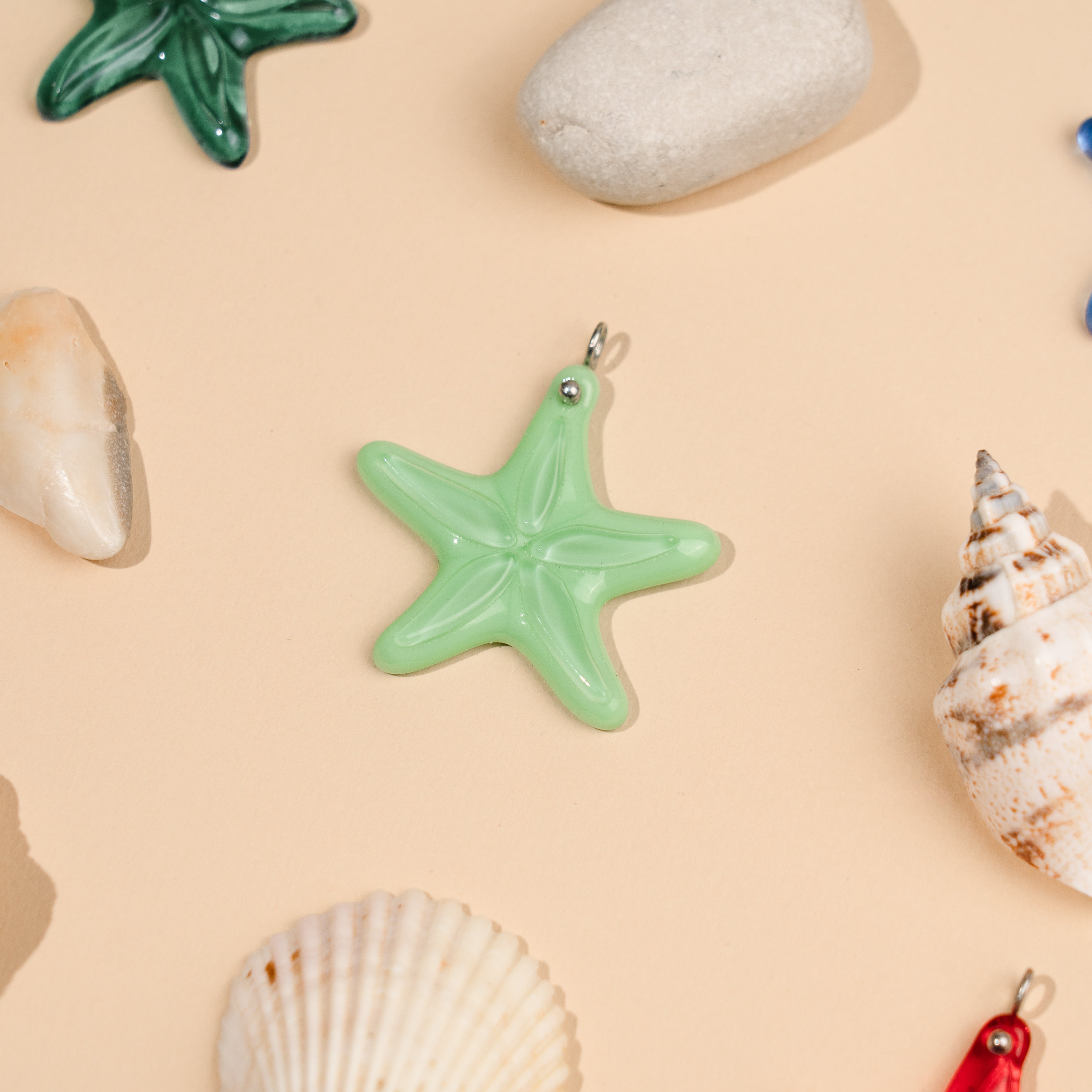 Mint Starfish - Stained Glass Necklace