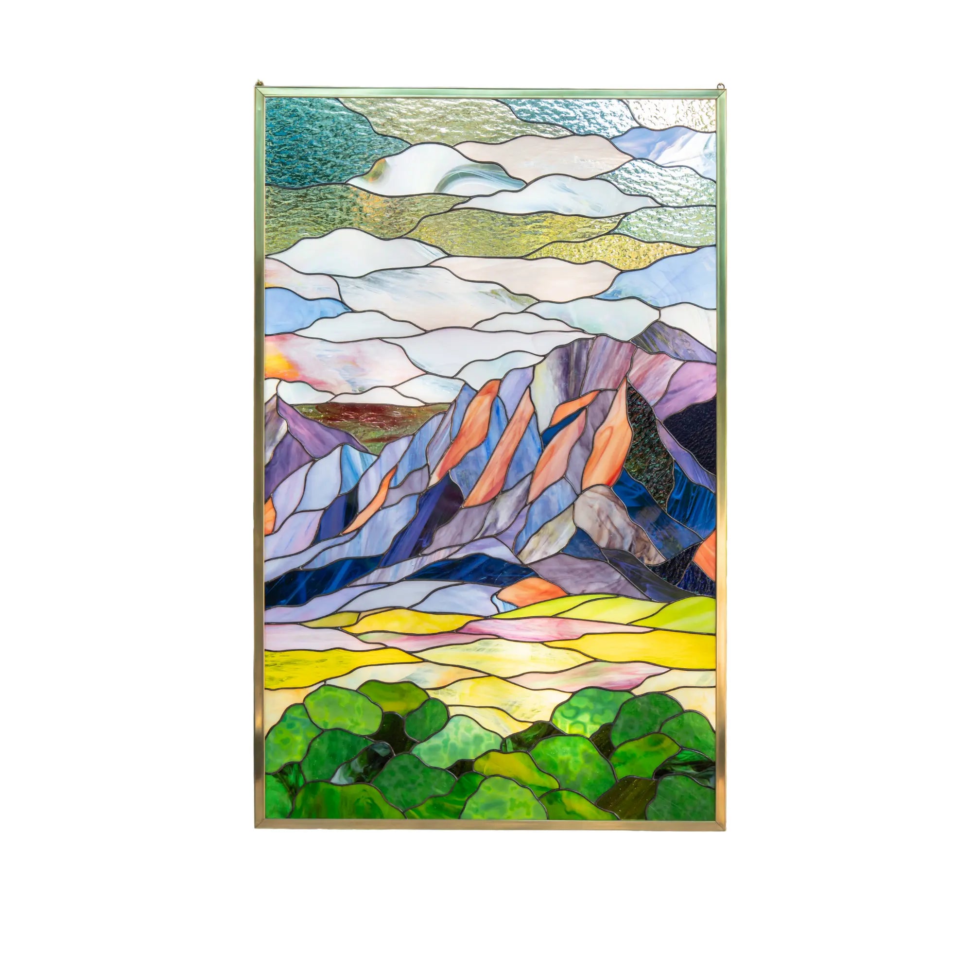 Mountains Flatirons - Custom Stained Glass Panel