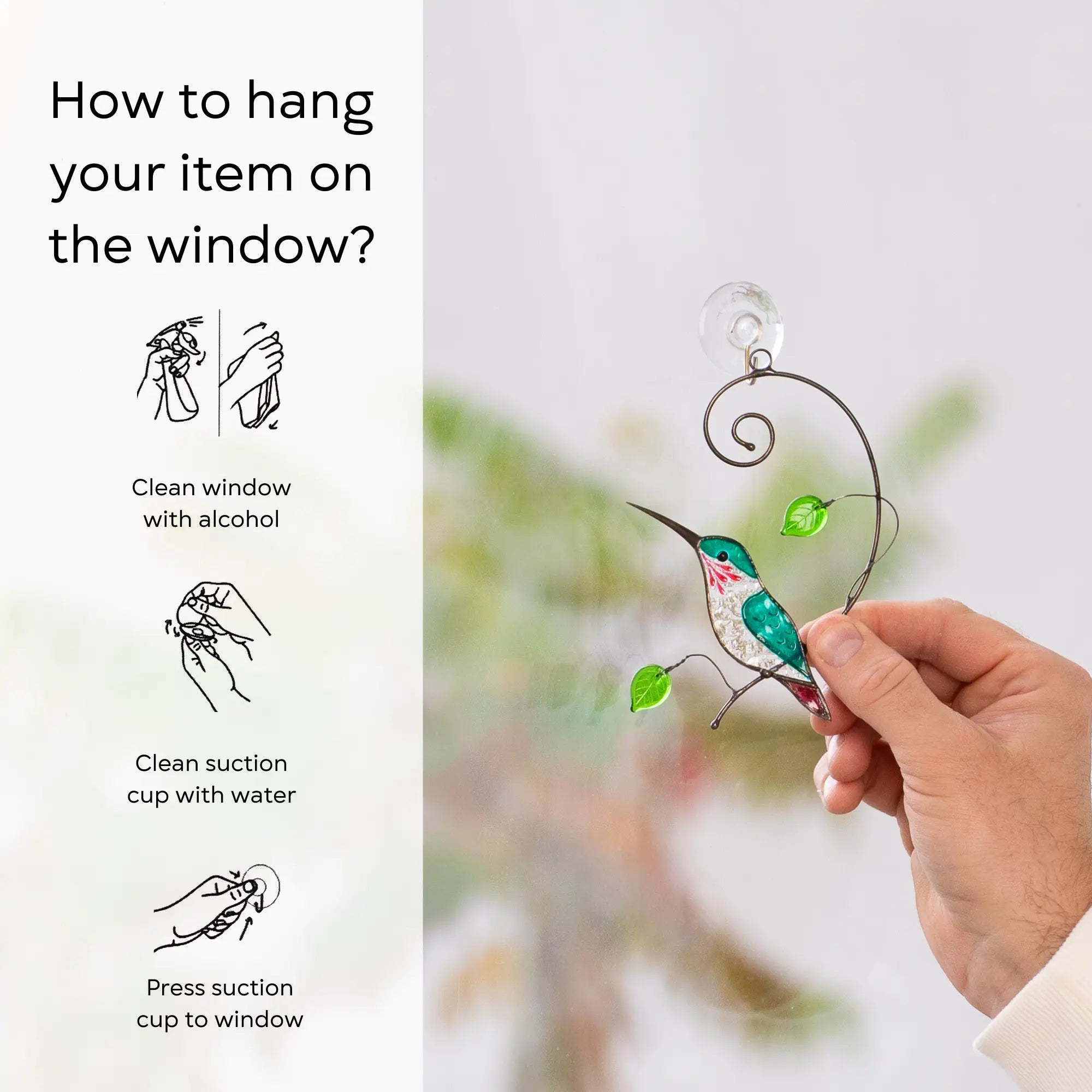 Green Hummingbird - Stained Glass Suncatcher