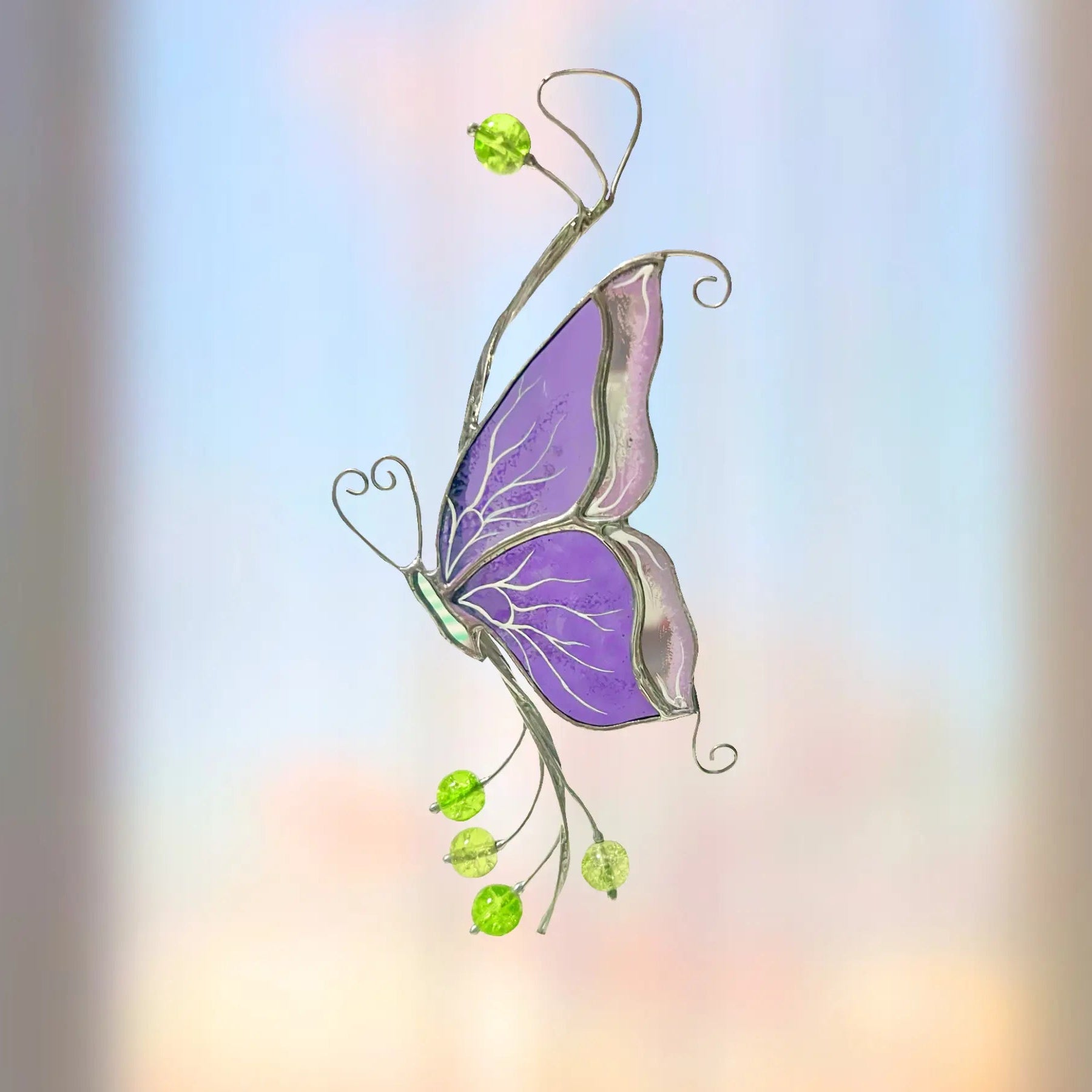 Mirror Purple Butterfly - Stained Glass Suncatcher