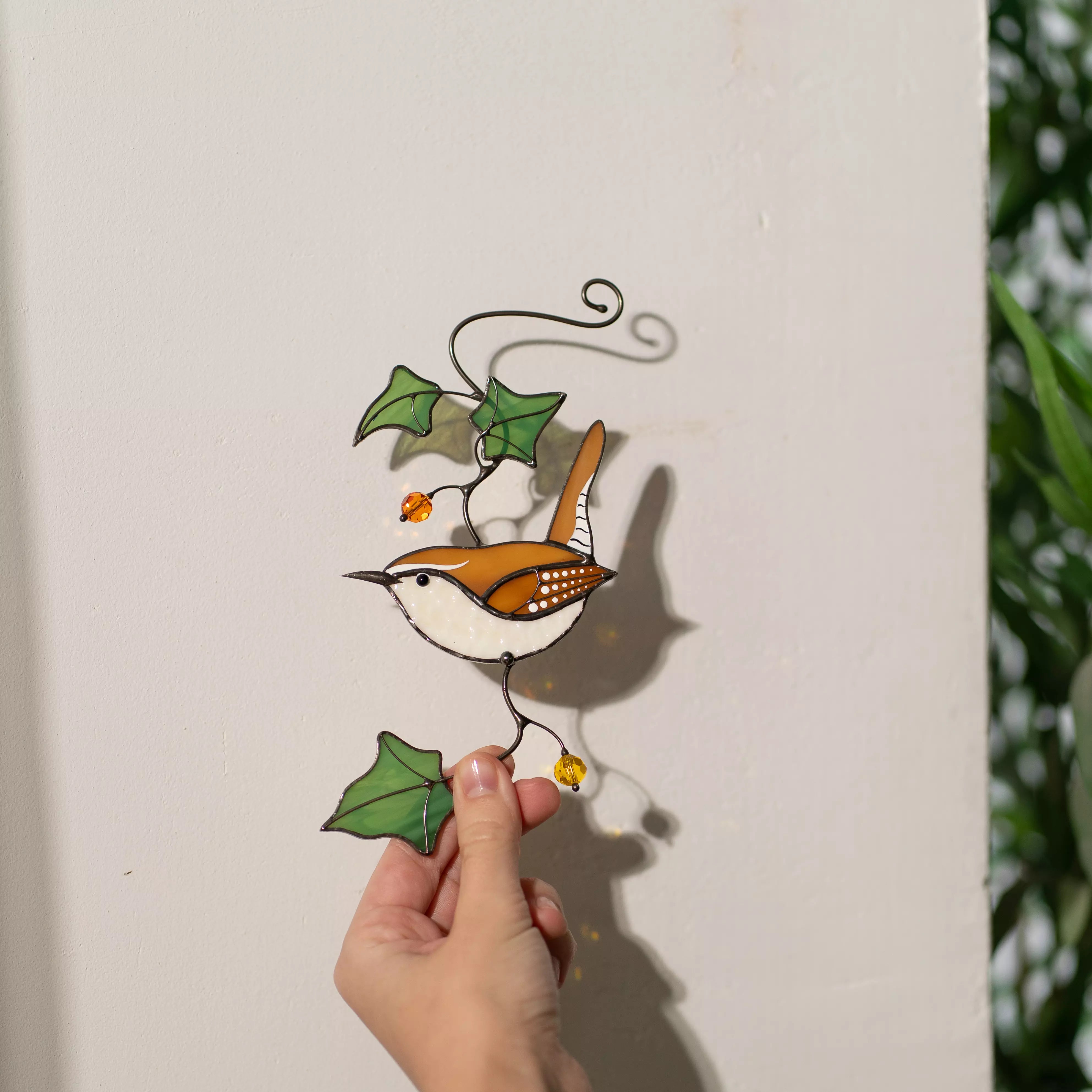 Carolina Wren Bird - Stained Glass Suncatcher