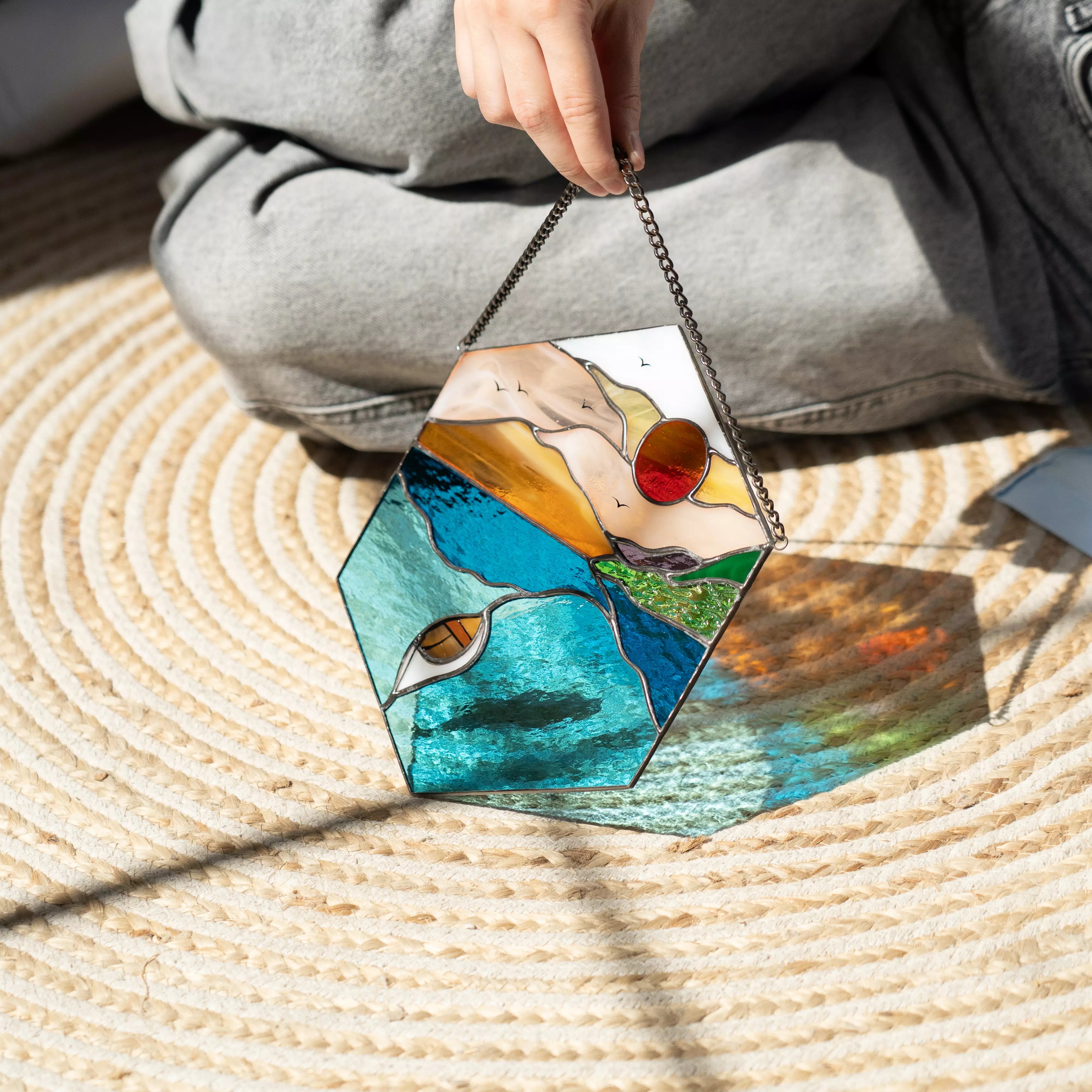 The Waters and the Boat - Stained Glass Panel