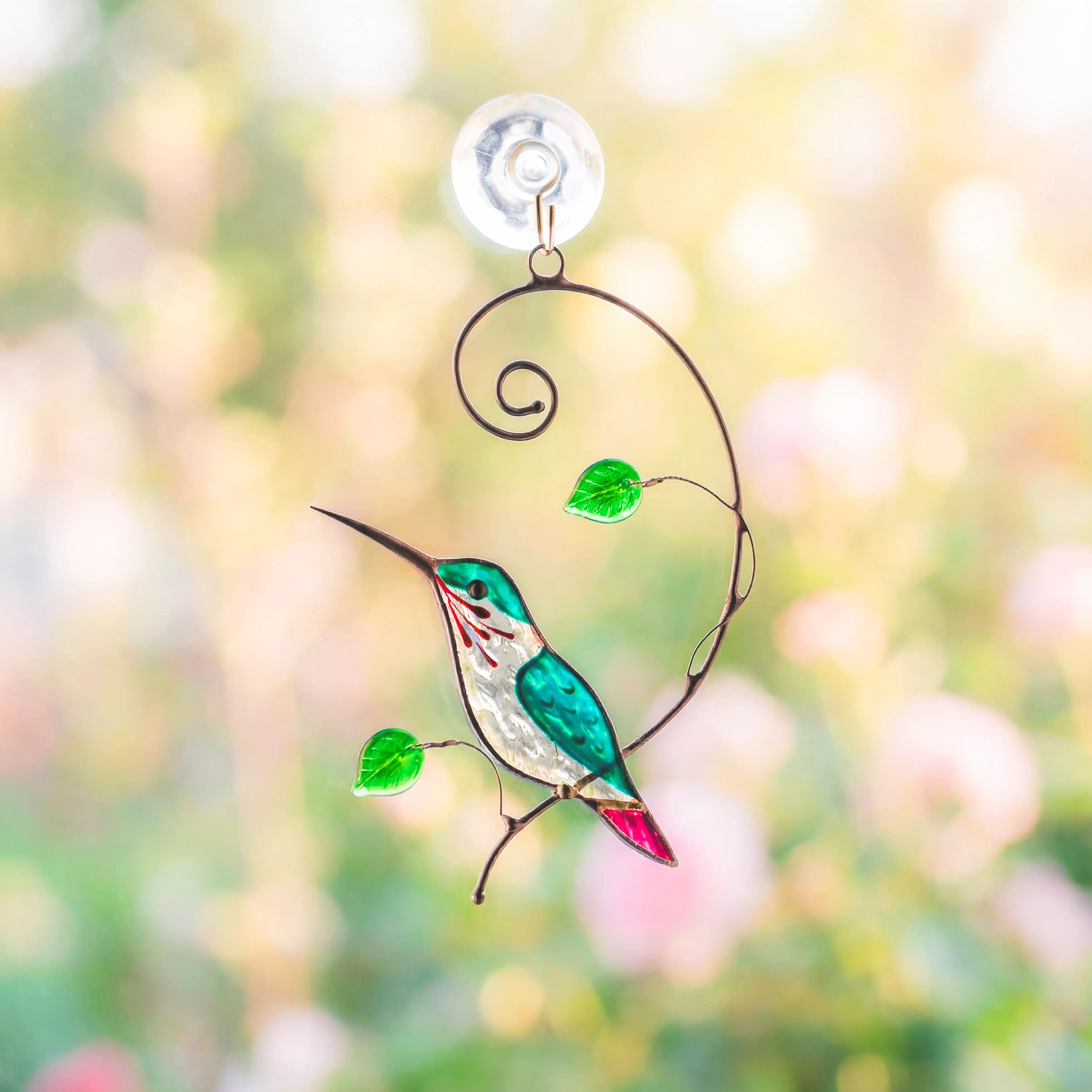 Green Hummingbird - Stained Glass Suncatcher