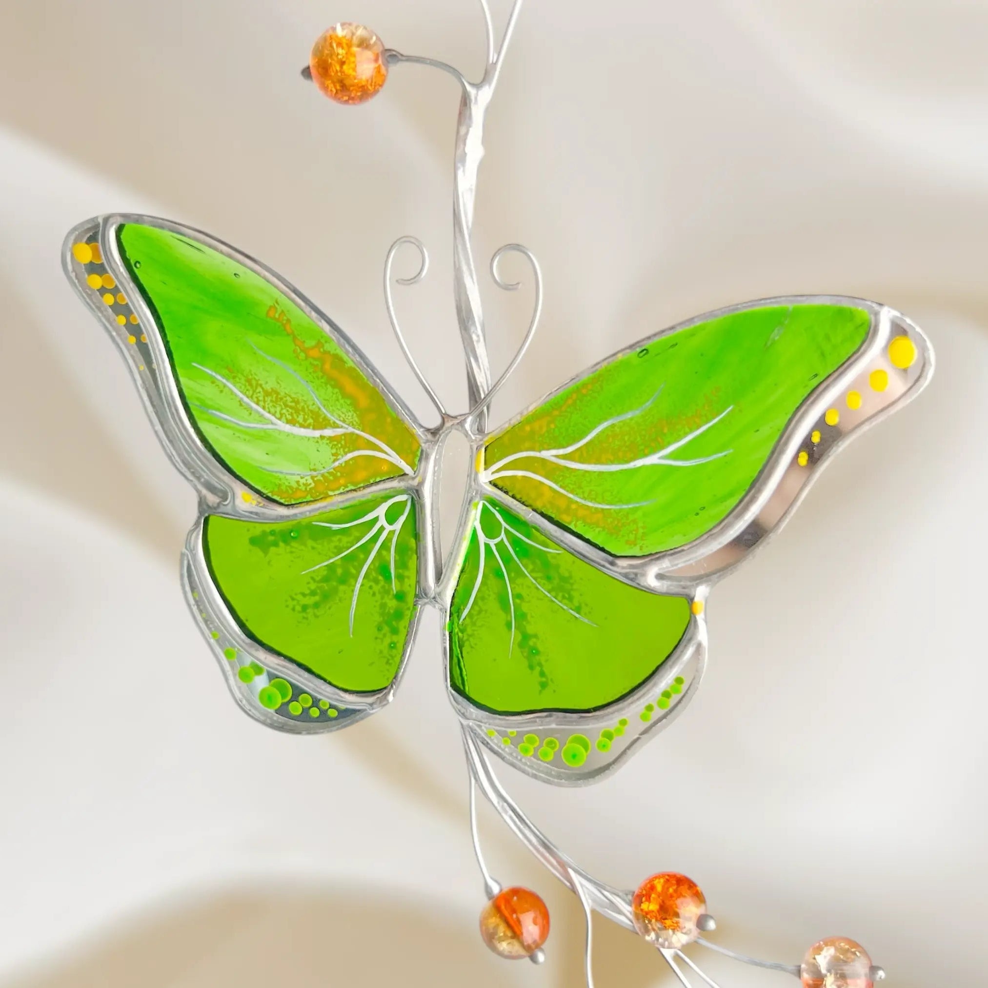 Mirror Green Butterfly - Stained Glass Suncatcher