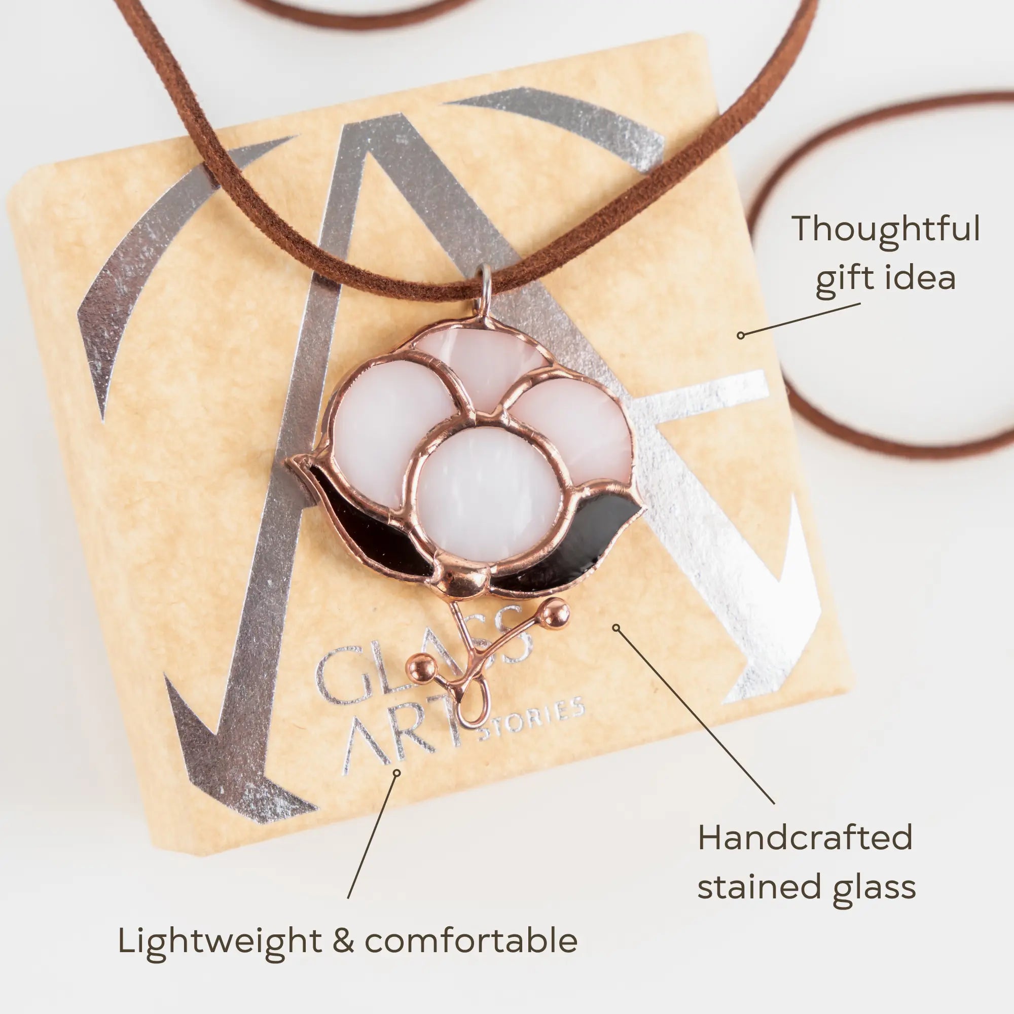 Lightweight cotton flower stained glass pendant – comfortable, handmade, meaningful gift idea
