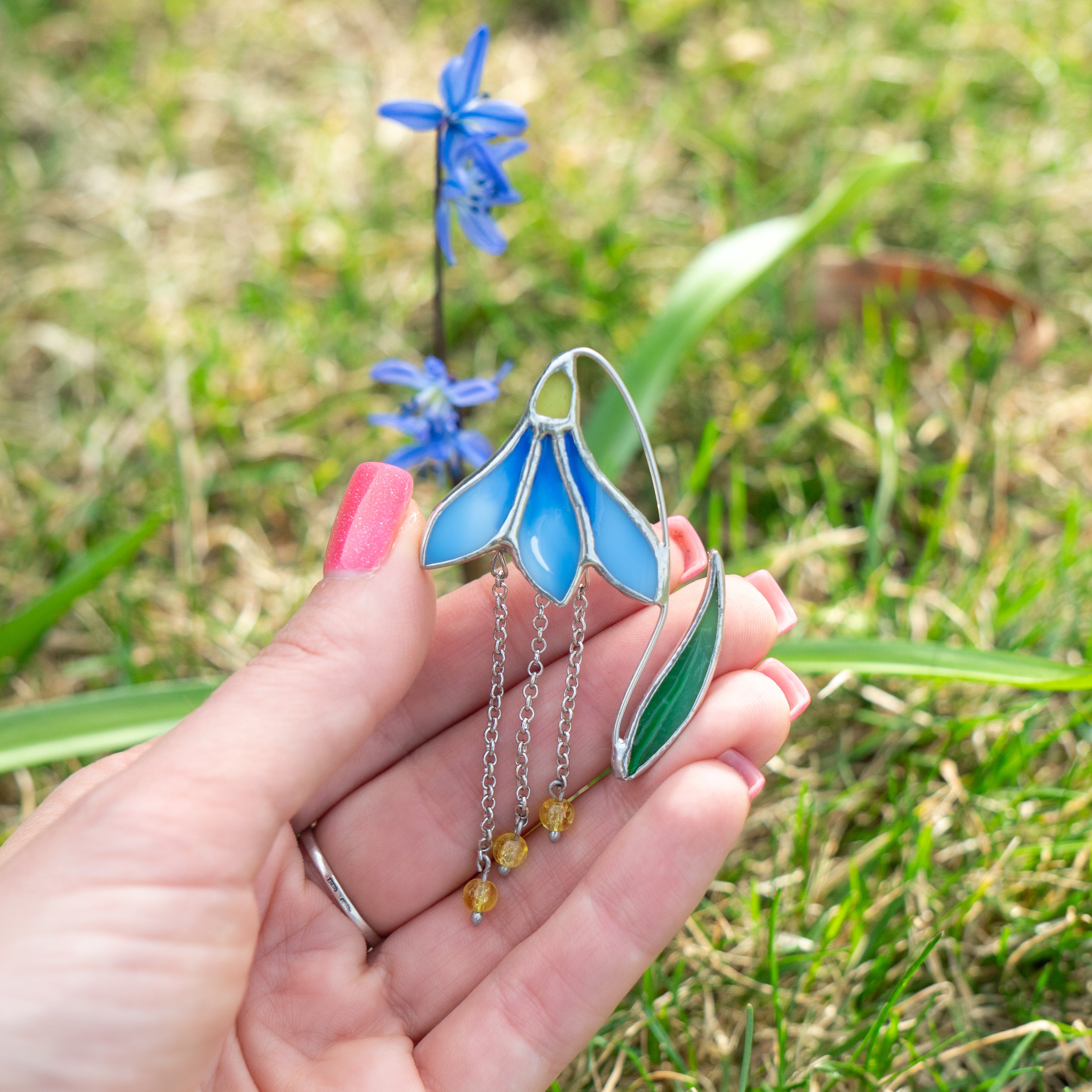 handmade glass scilla pin