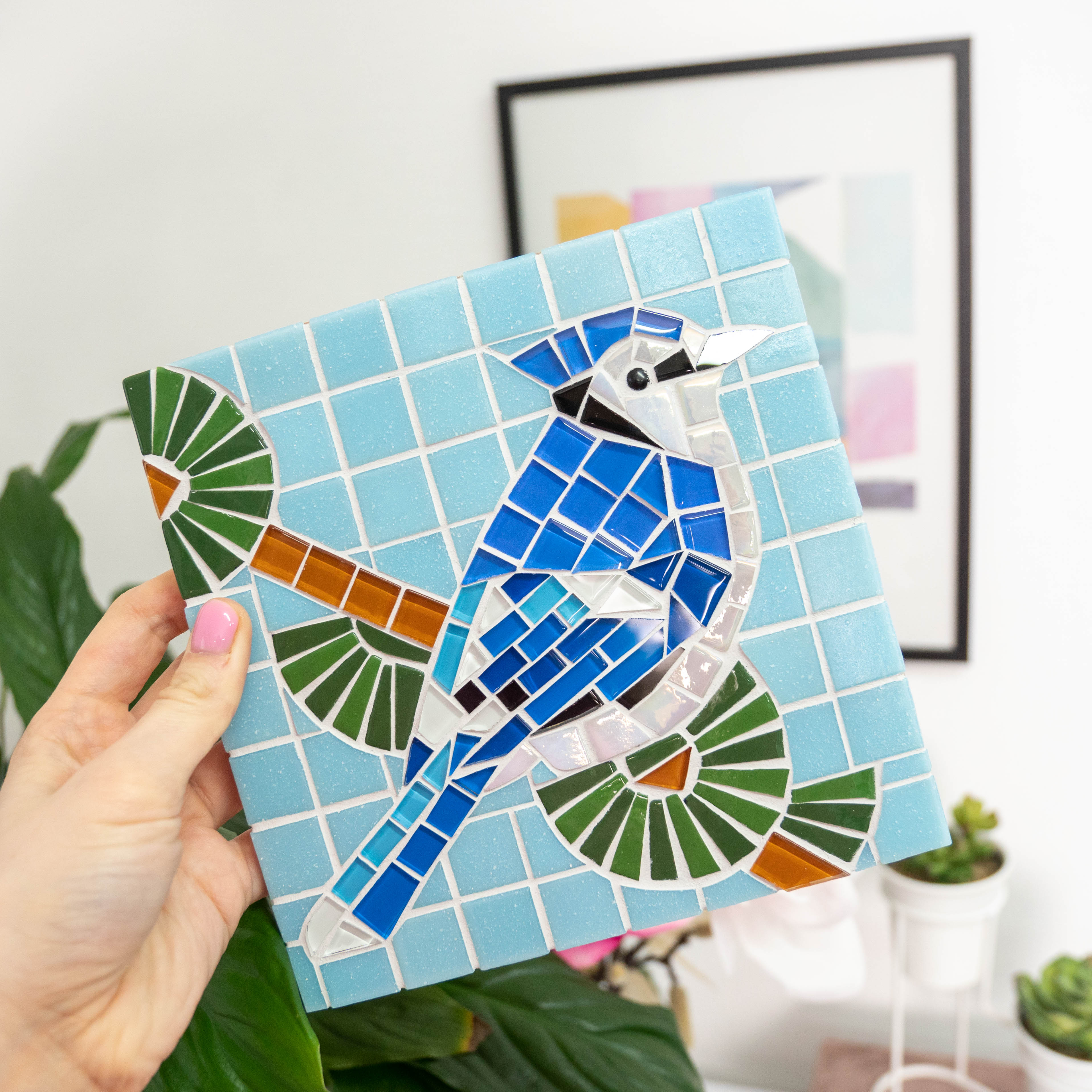 Blue Jay Stained Glass Mosaic DIY Kit